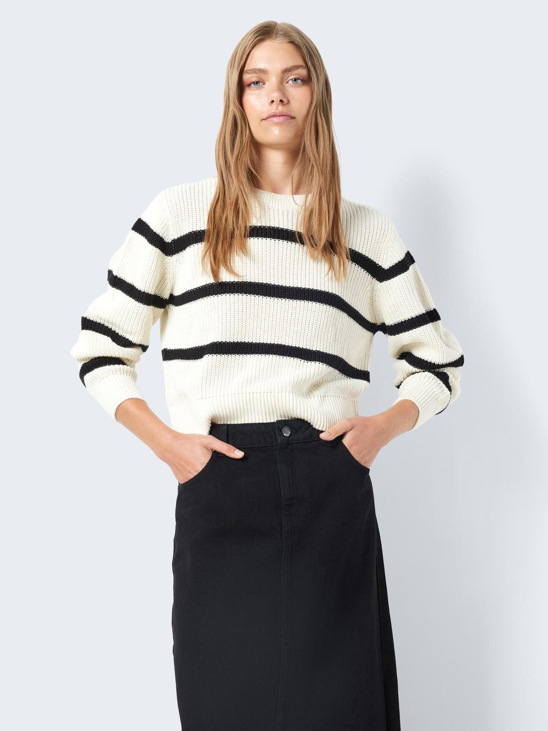 Noisy may Gebreide trui NMMAYSA L/S STRIPE O-NECK KNIT NOOS