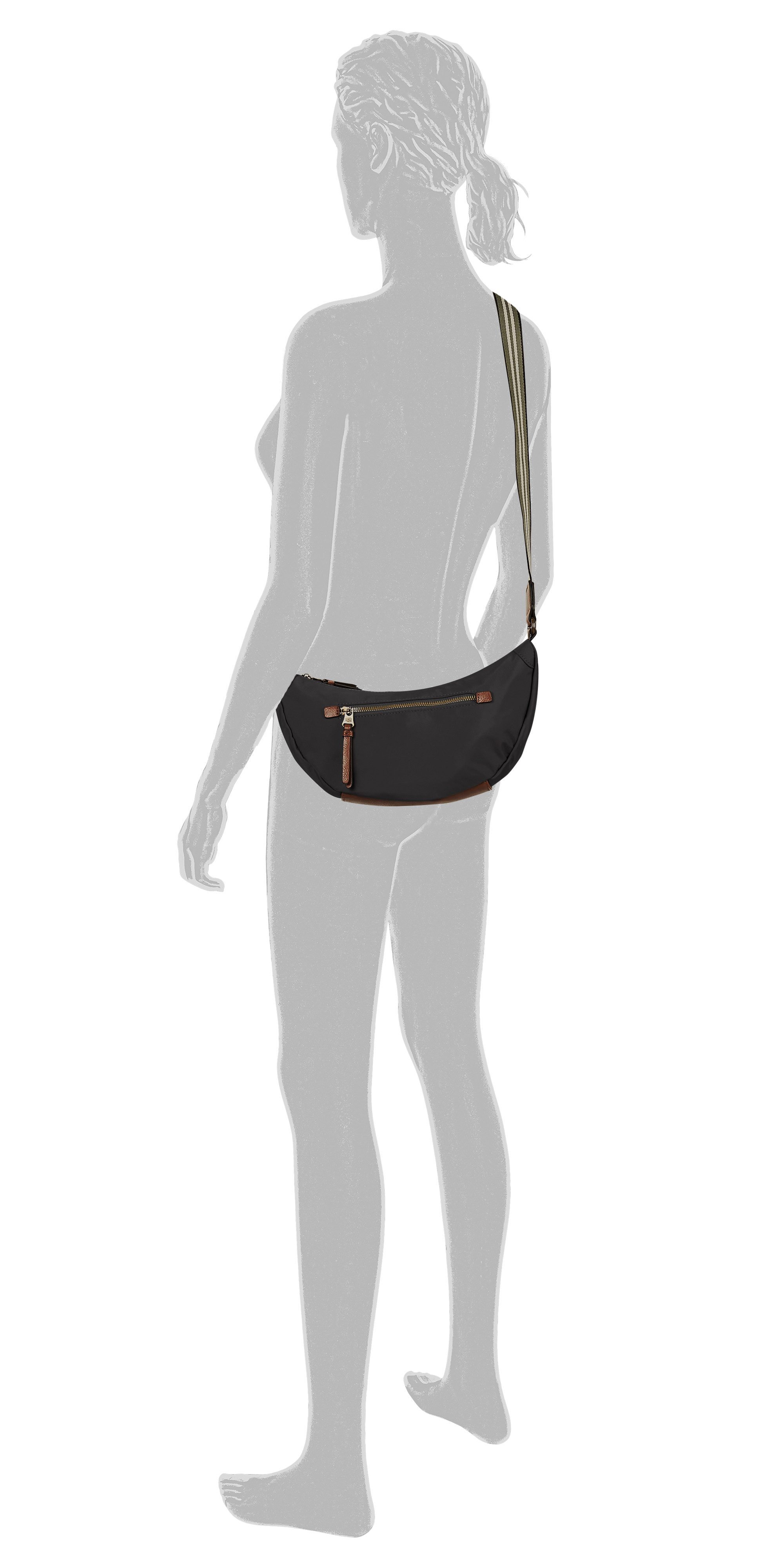 camel active Handtas Bari van hoogwaardig mat nylon met gestreept geweven band