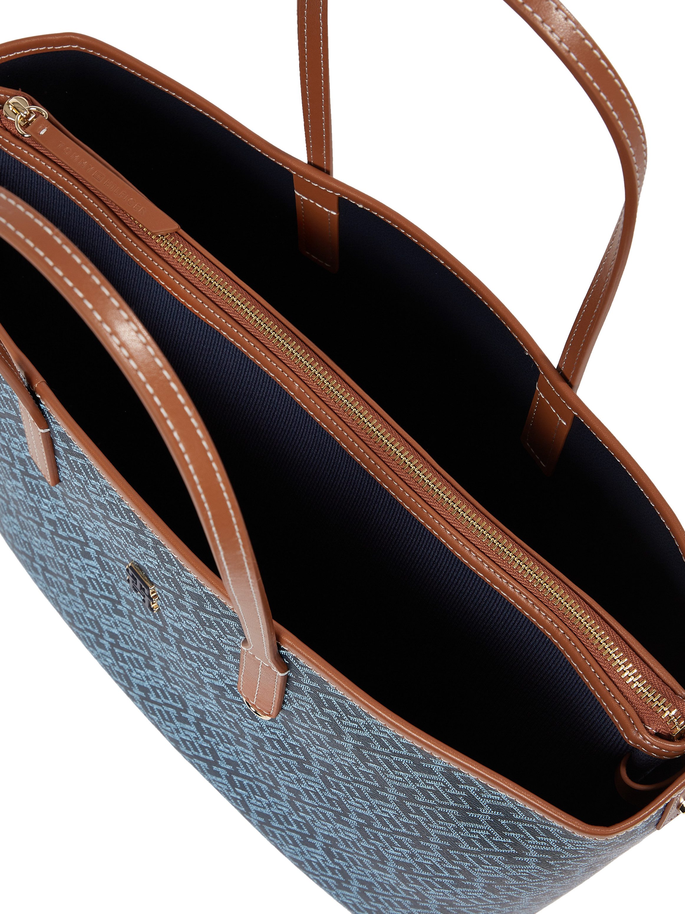 Tommy Hilfiger Draagtas TH MONOPLAY LEATHER TOTE , dames schoudertas, handtas, shopper met allover-print