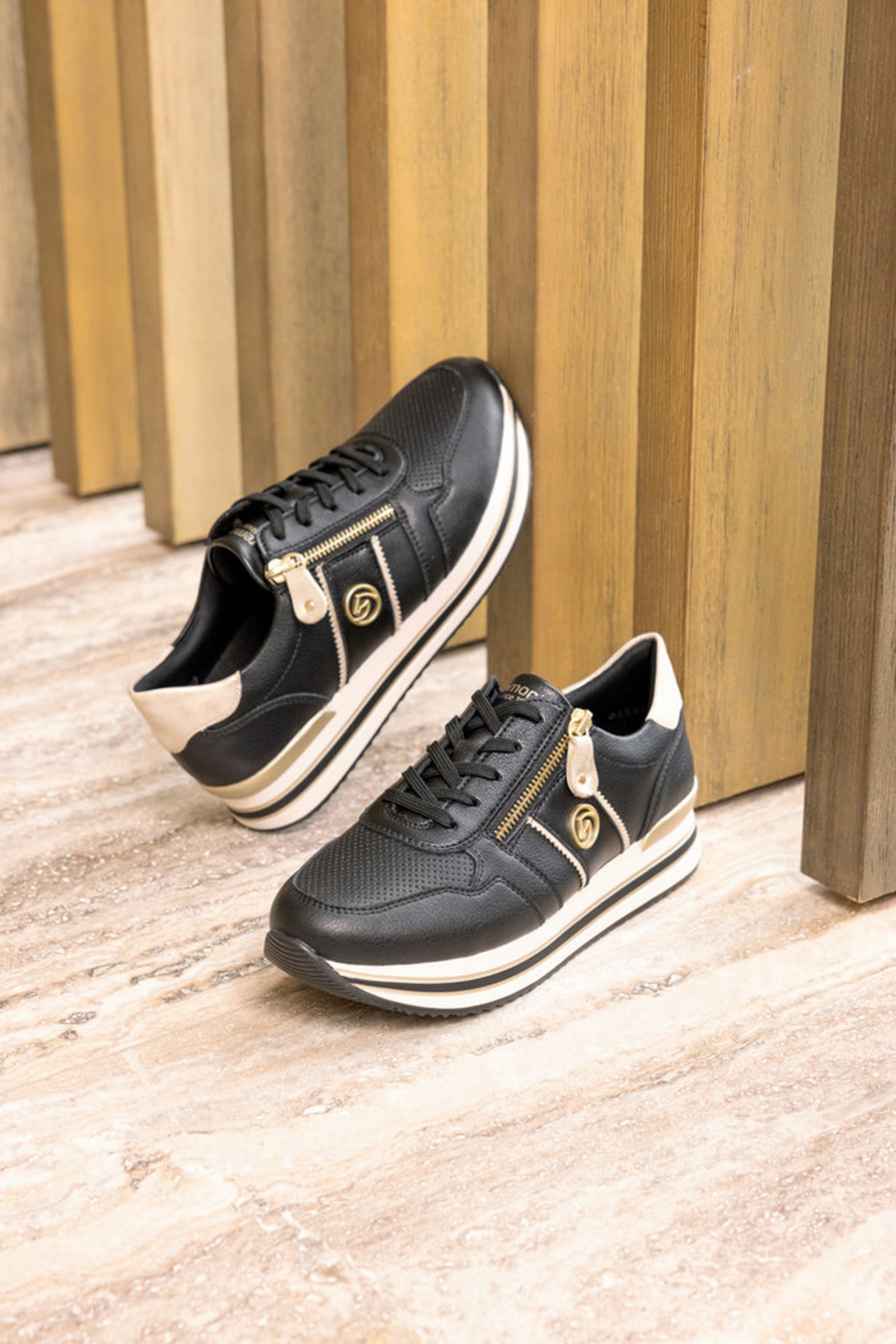Remonte Plateausneakers , vrijetijdsschoen, lage schoen, veterschoen met zijrits