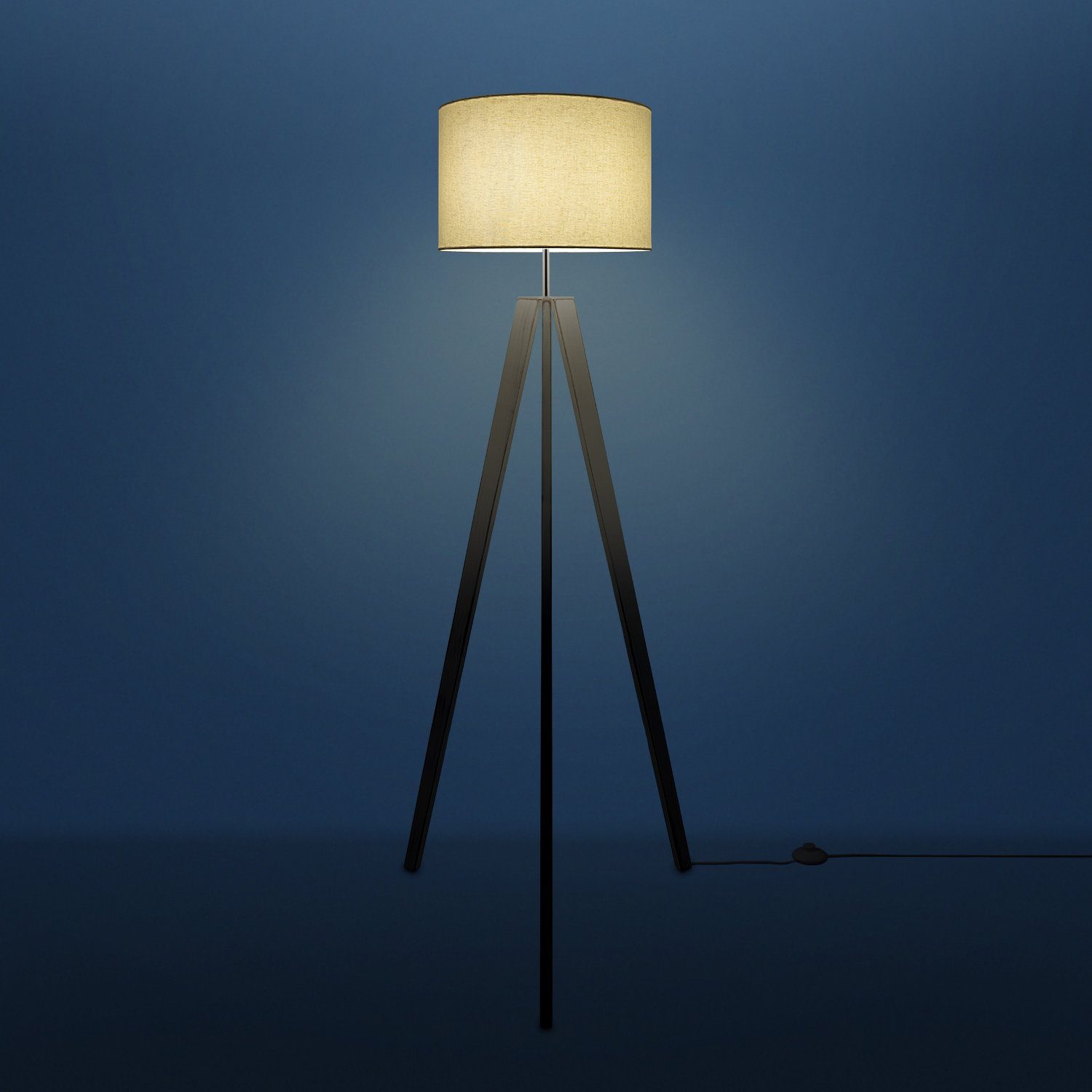 Paco Home Staande lamp Canvas uni Color Vloerlamp vintage voet LED lamp woonkamer Scandinavisch ontwerp E27
