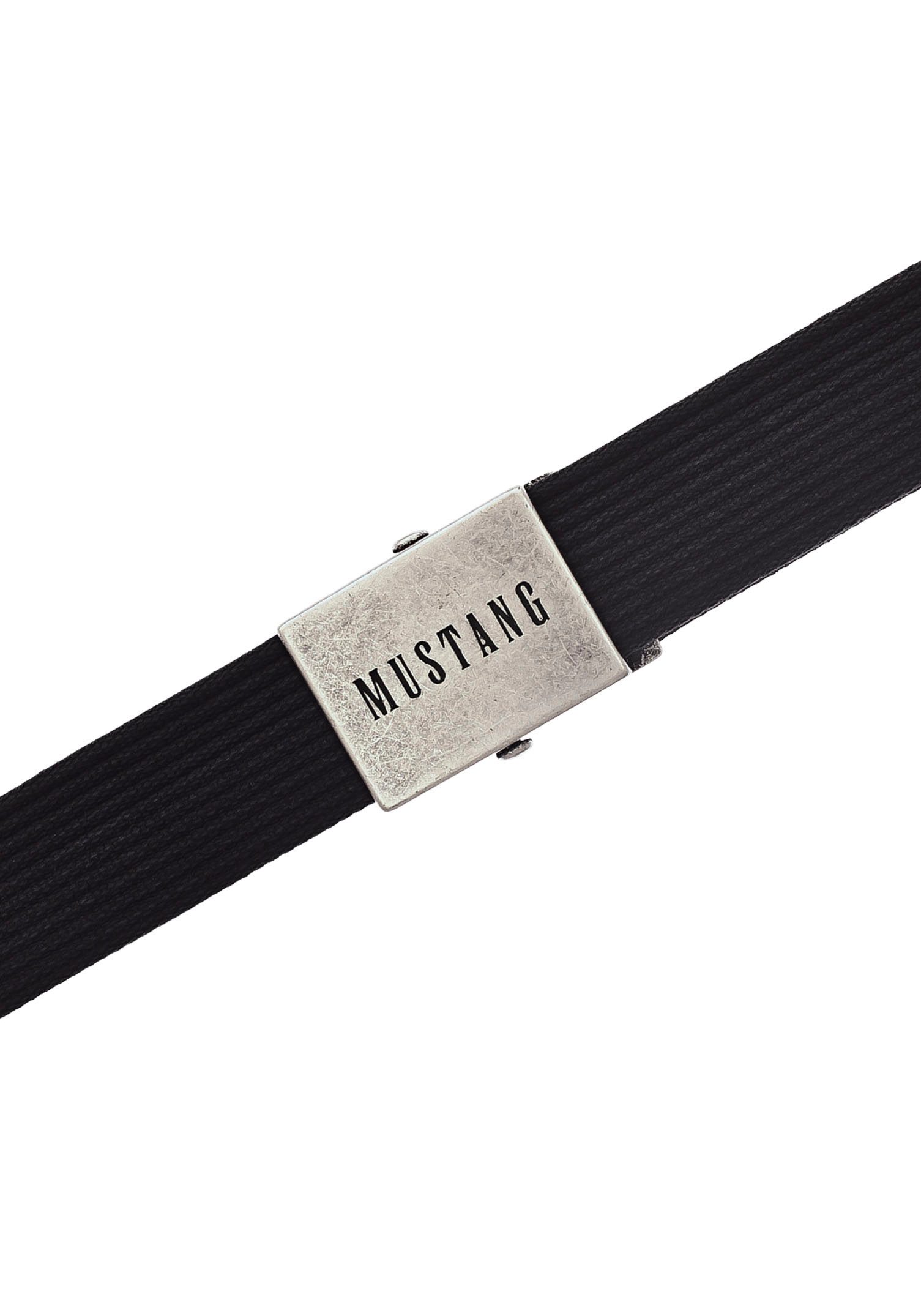MUSTANG Stoffen riem Gewassen ribband, klem sluiting van mat Zilverkleur, 4 cm