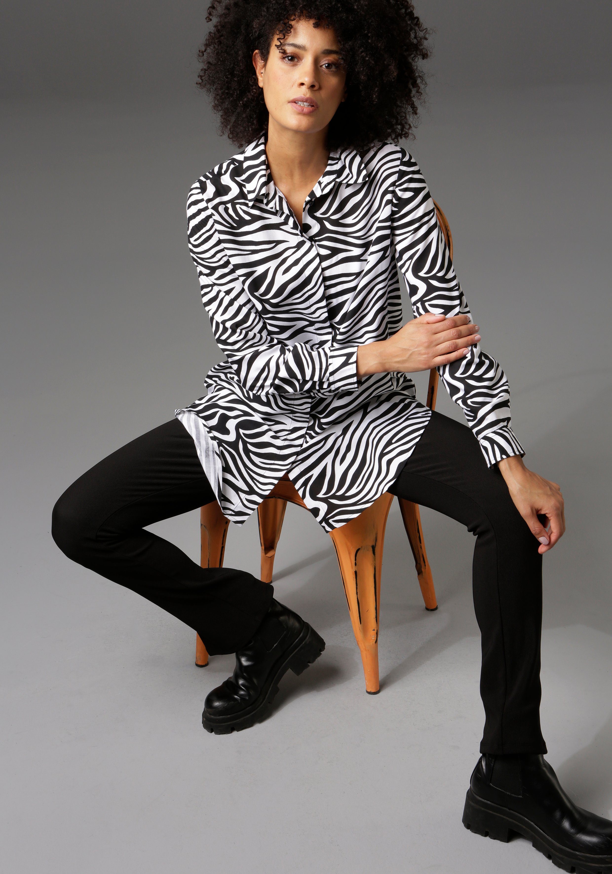 Aniston CASUAL Lange blouse in zebrastrepen-look