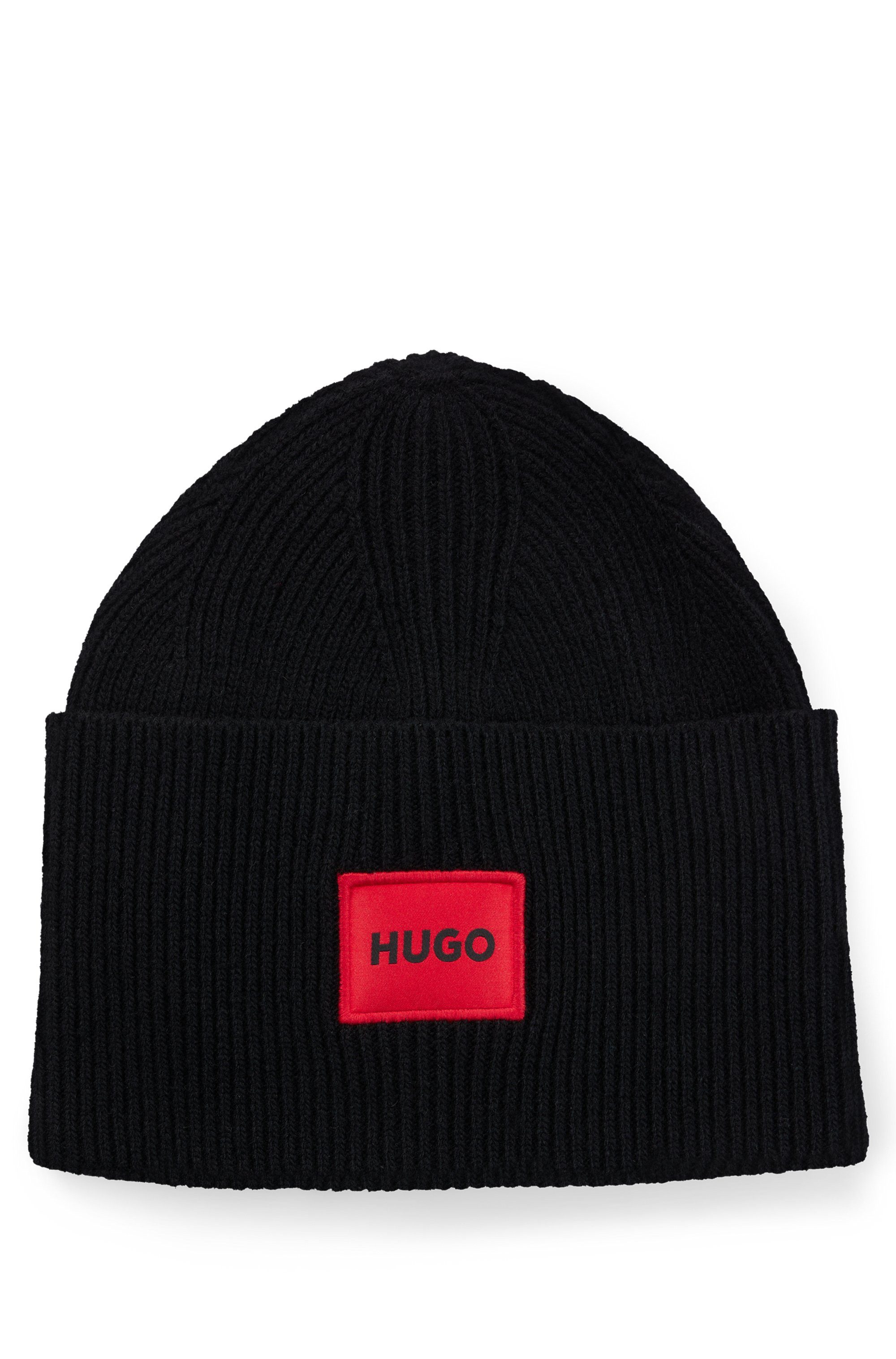 HUGO Beanie Xaff 6 met logobadge