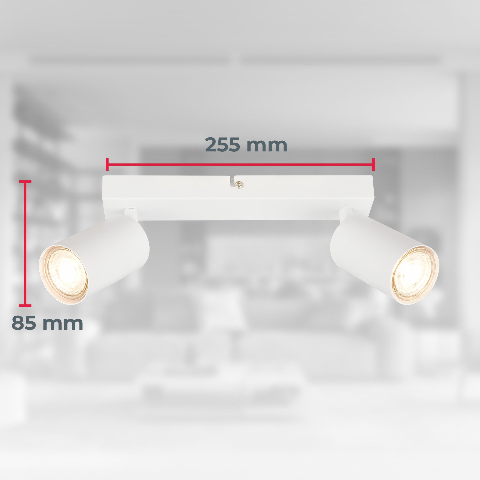 B.K.Licht Plafondspot BK_DS1630 EEK A LED plafondlamp, draaibaar, plafondspot Inclusief 2x GU10, 3000 K, 450Lm, 2W, 15,5 x 5,5 x 25,5 cm, wit (1 stuk)