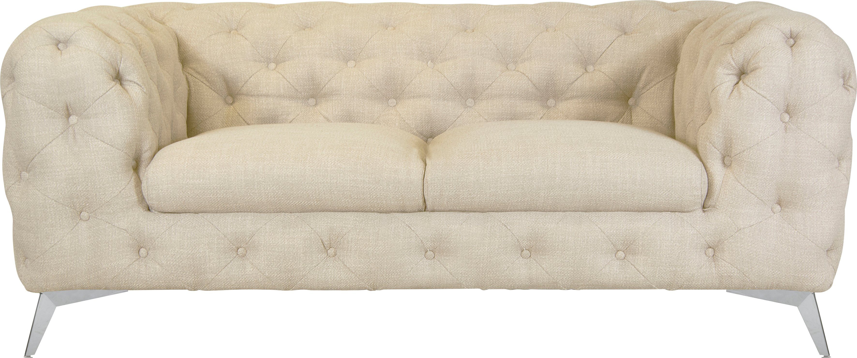Leonique Chesterfield-bank Glynis luxueuze capitonnage, moderne chesterfield look, kleur van de poten ter keuze beige, chesterfield banken, 185 cm