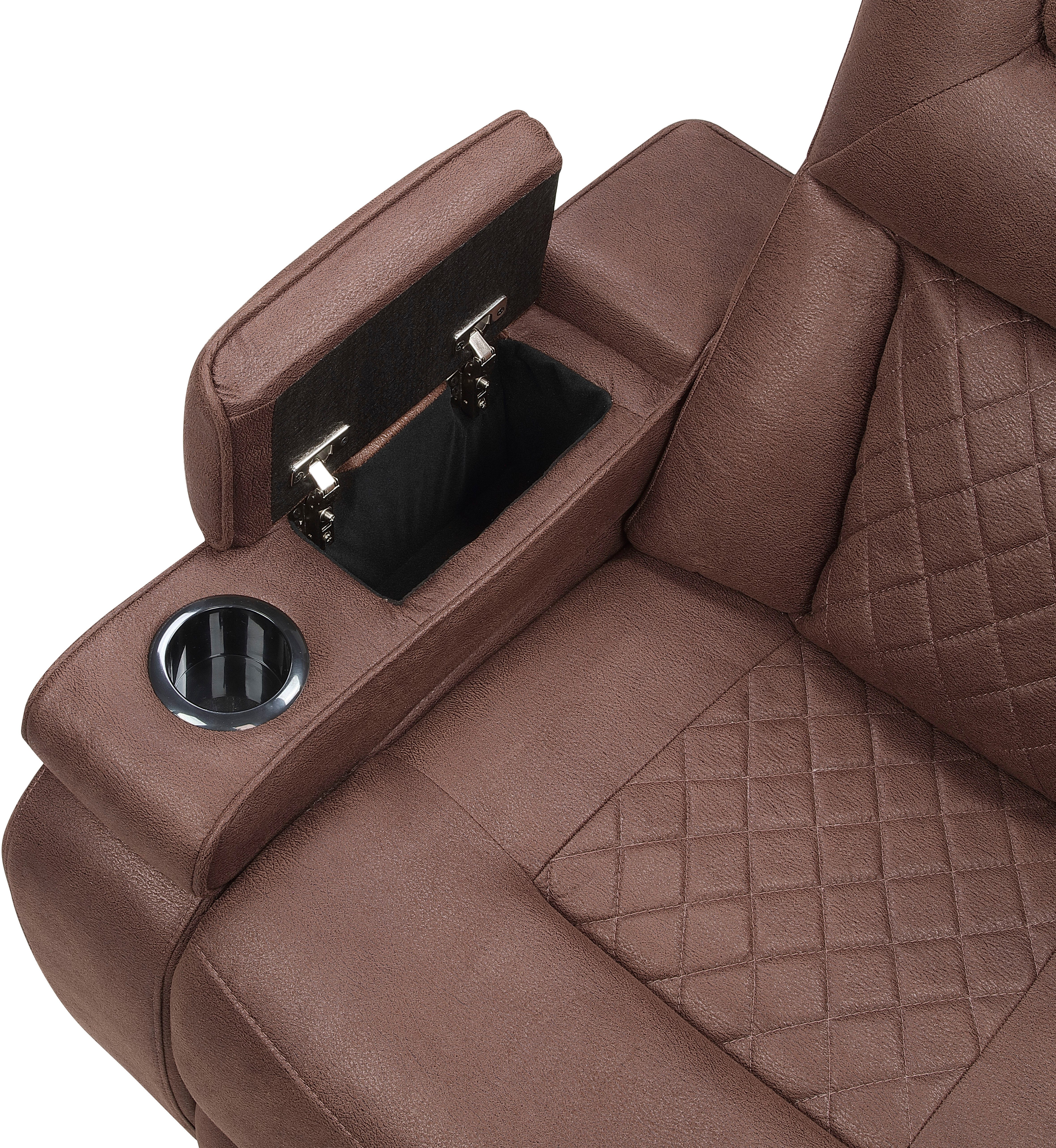 ATLANTIC home collection Relaxfauteuil Faris Relaxfunctie, bekerhouder en opbergruimte in armleuningen