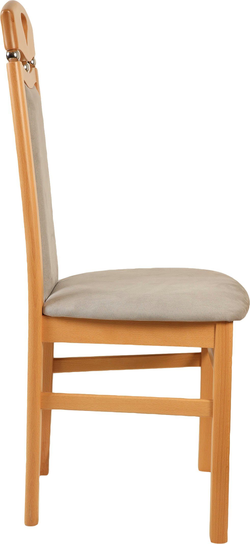Home affaire Eetkamerstoel Berta keukenstoel Bekleding van microvezel, frame van massief beukenhout (set, 2 stuks)
