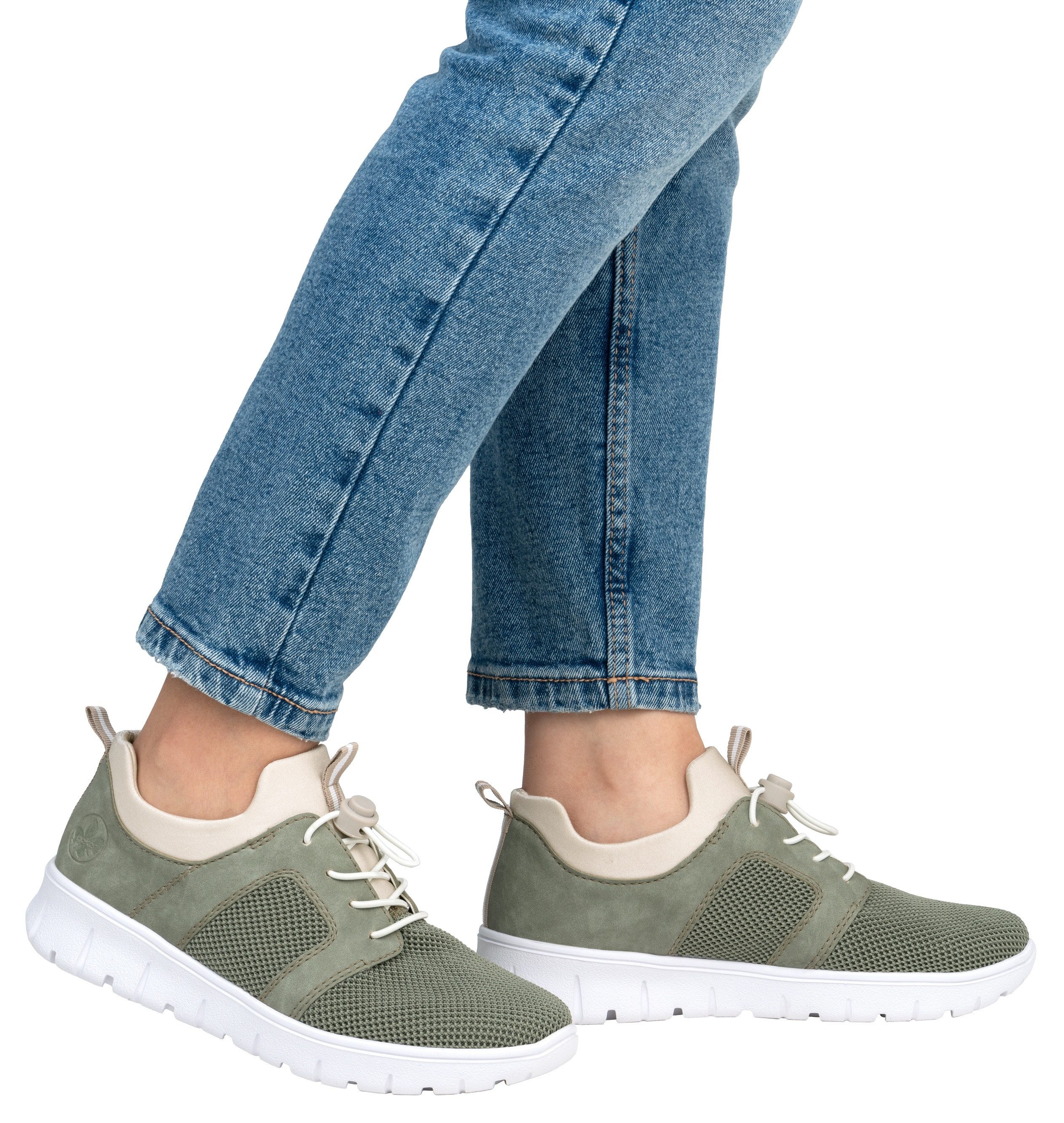 Rieker Slip-on sneakers , lage schoen, vrijetijdssneaker, instapschoen met aantrek lussen