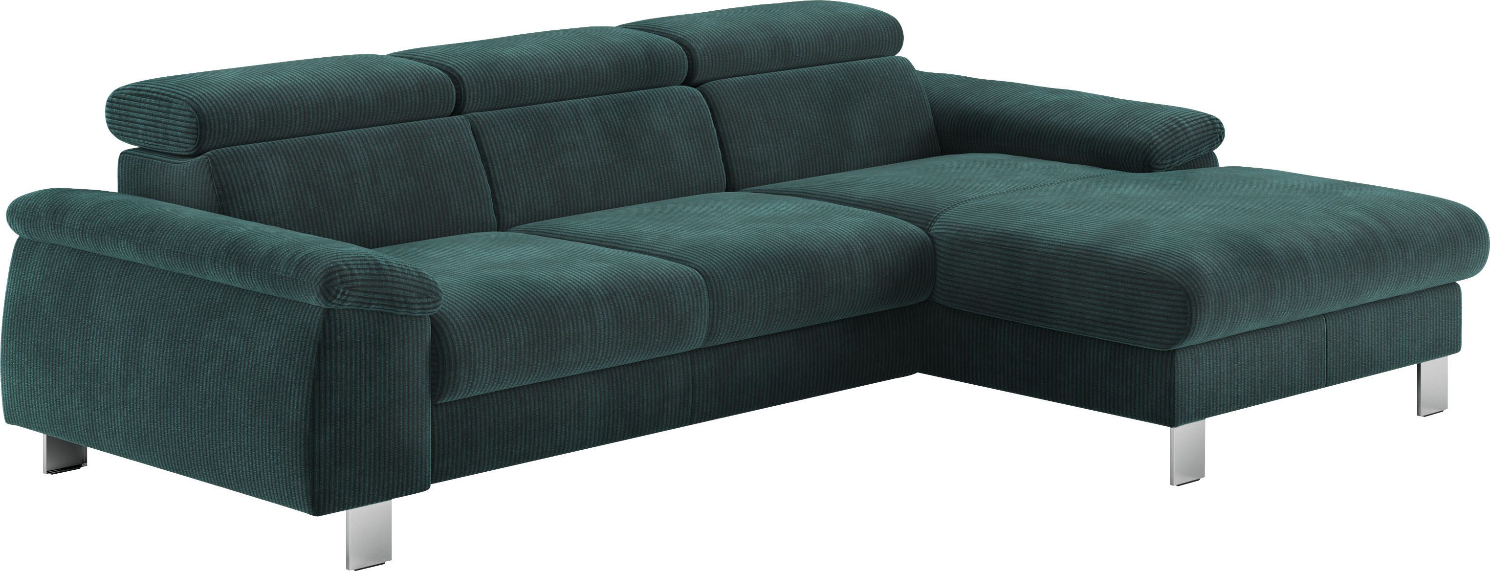 COTTA Hoekbank Komaris L-vorm met hoofdeindeverstelling keuze met bedfunctie, bedlade & verlichting