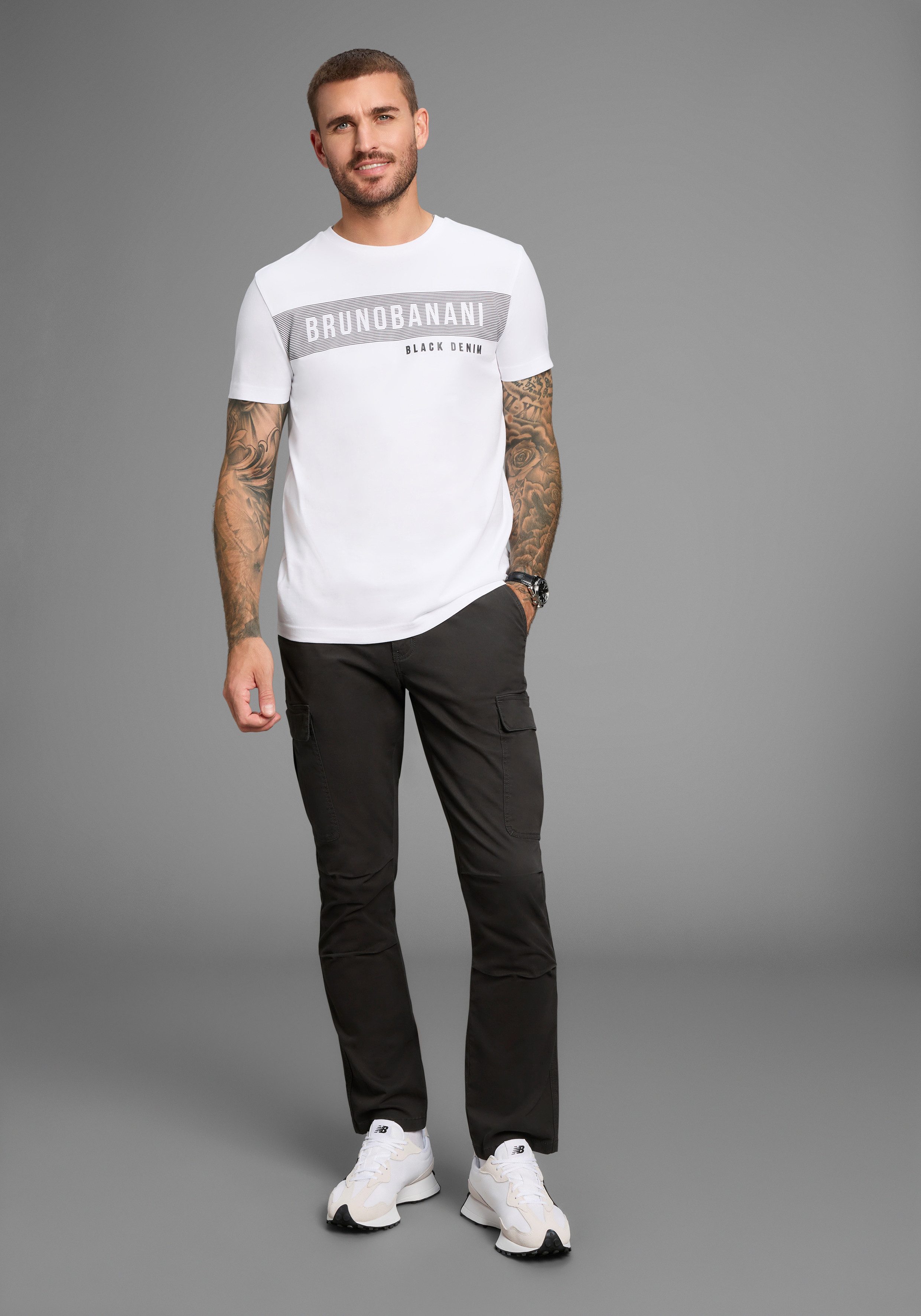 Bruno Banani T-shirt korte mouwen, smal gesneden, ronde hals