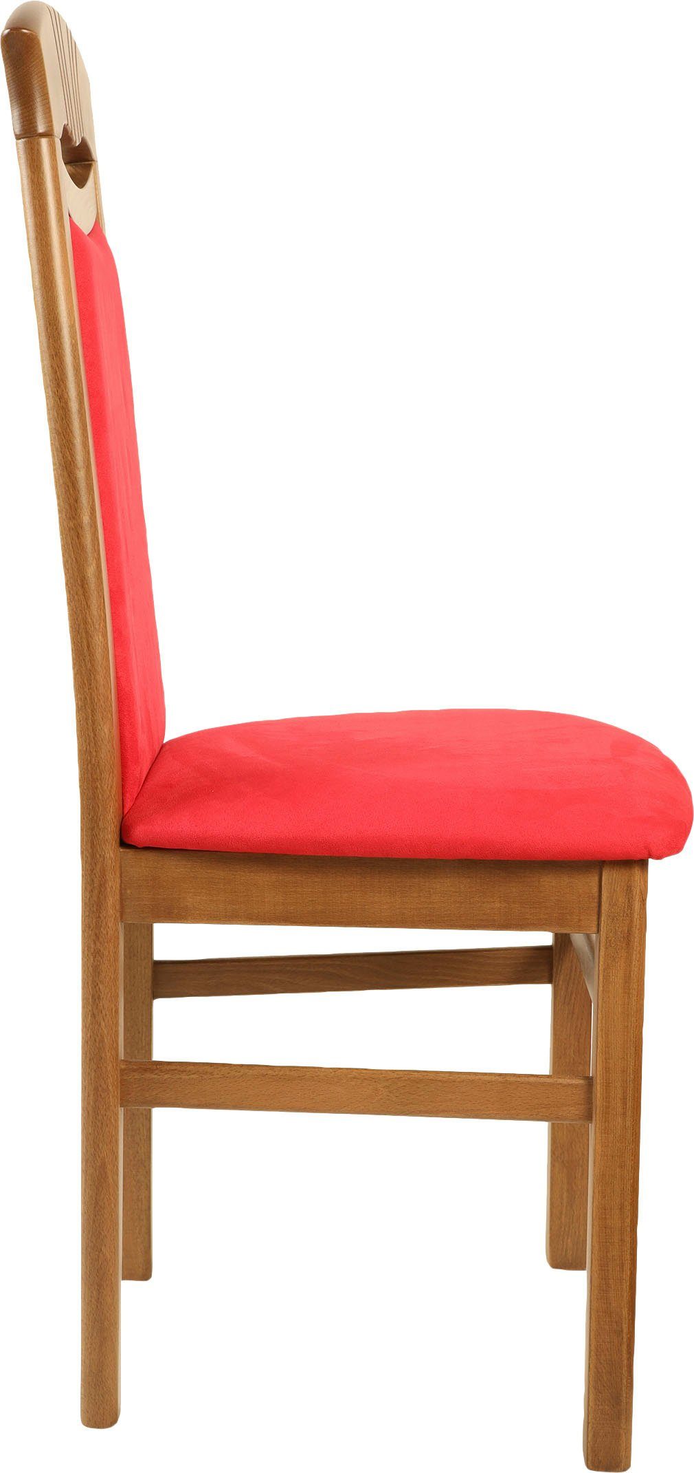 Home affaire Eetkamerstoel Franz slijtvast microvezel, onderstel beuken naturel of wit, houten stoel (set, 2 stuks)