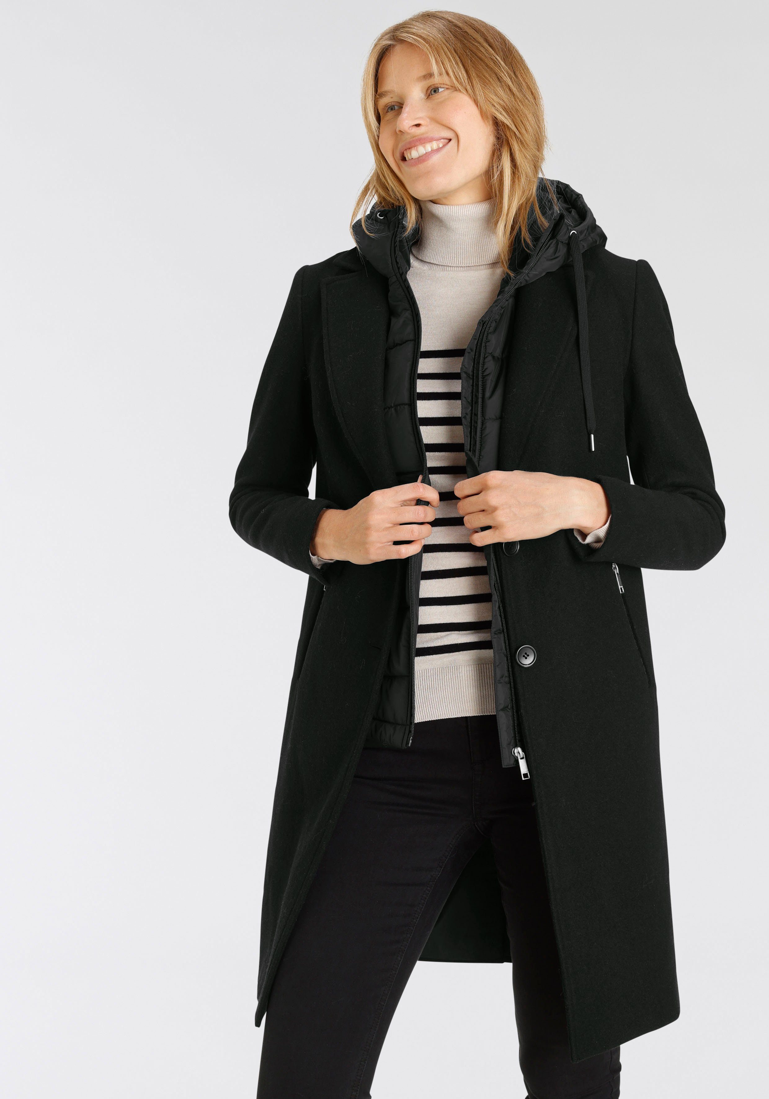 HECHTER PARIS Korte jas met geïntegreerd gilet (set, 2-delig) dames mantels maat 38 zwart