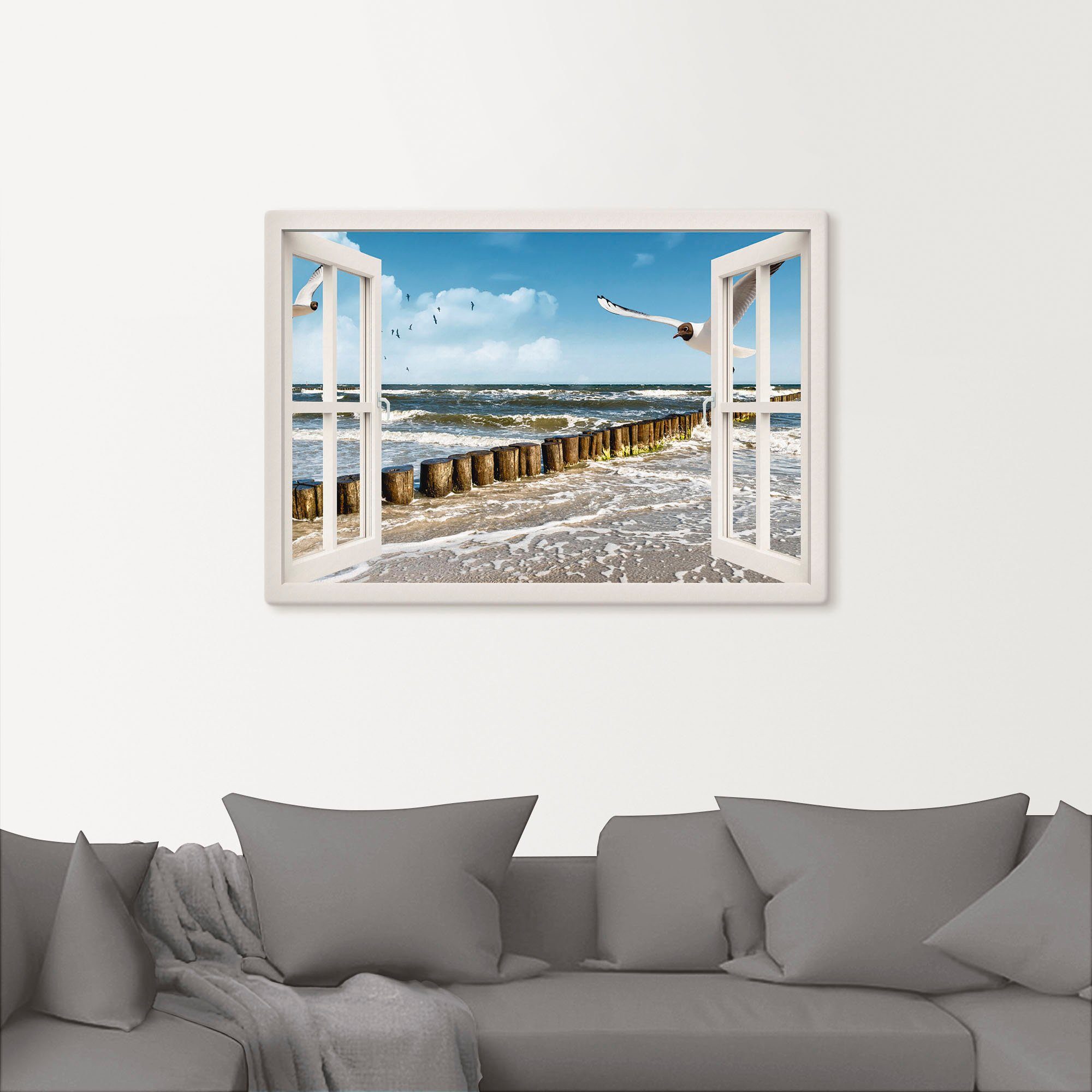 Artland Artprint Blik uit het venster - Oostzee als artprint op linnen, poster, muursticker in verschillende maten