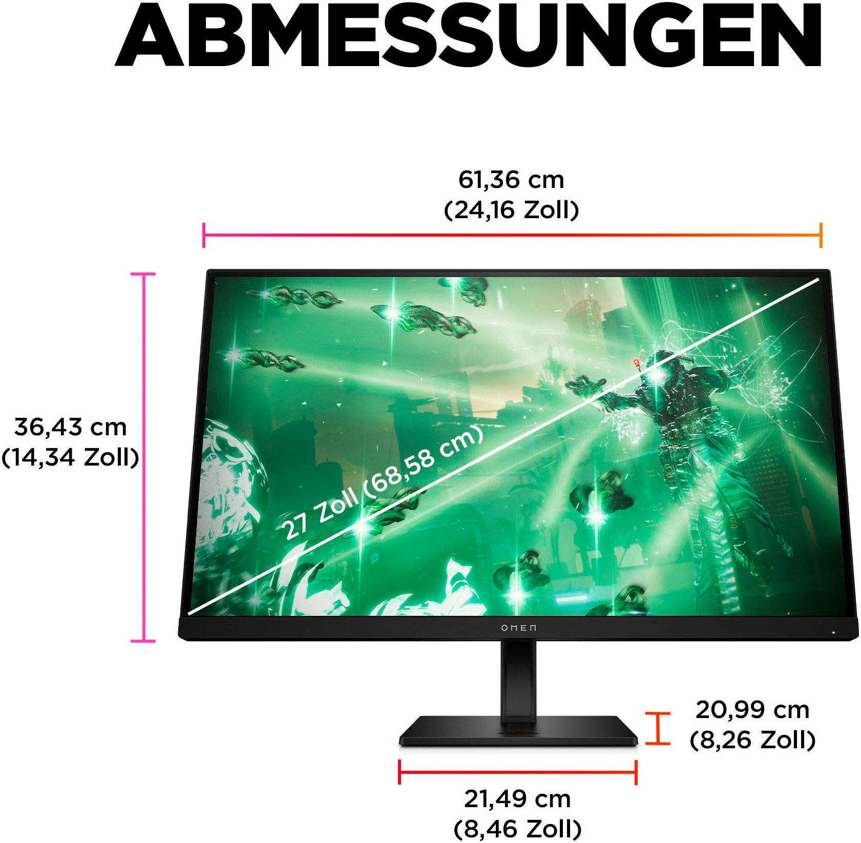 HP Gaming-monitor OMEN 27q (HSD-0156-A), 68,6 cm / 27", QHD