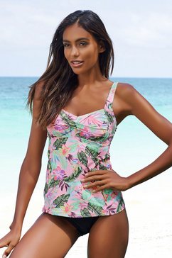 s.oliver red label beachwear tankinitop met beugels azalea met tropische print roze