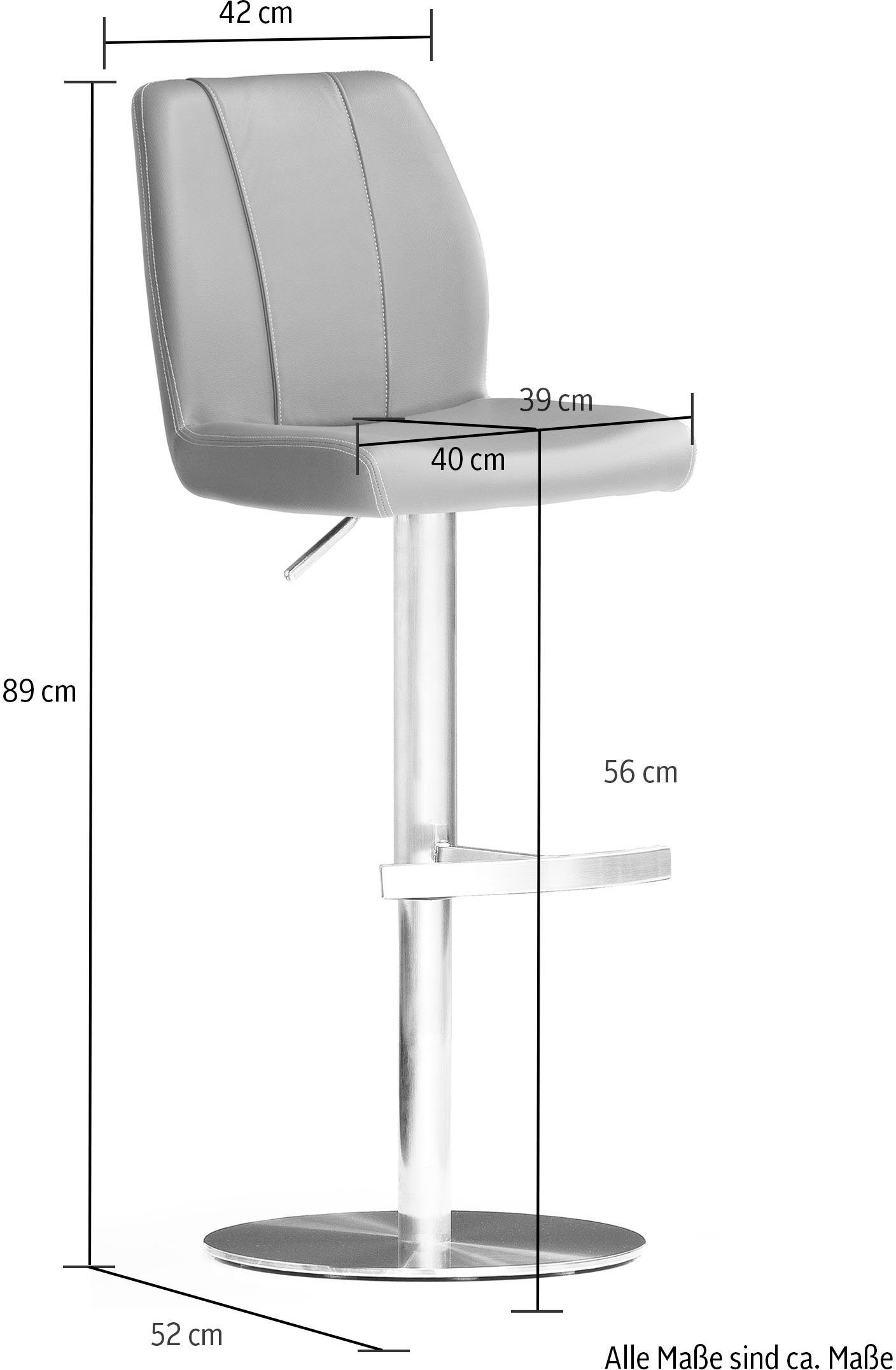 MCA furniture Bistrostoel BARBECOOL met rugleuning, ronde voetplaat, 360° draaibaar, zithoogte van 56-81 cm