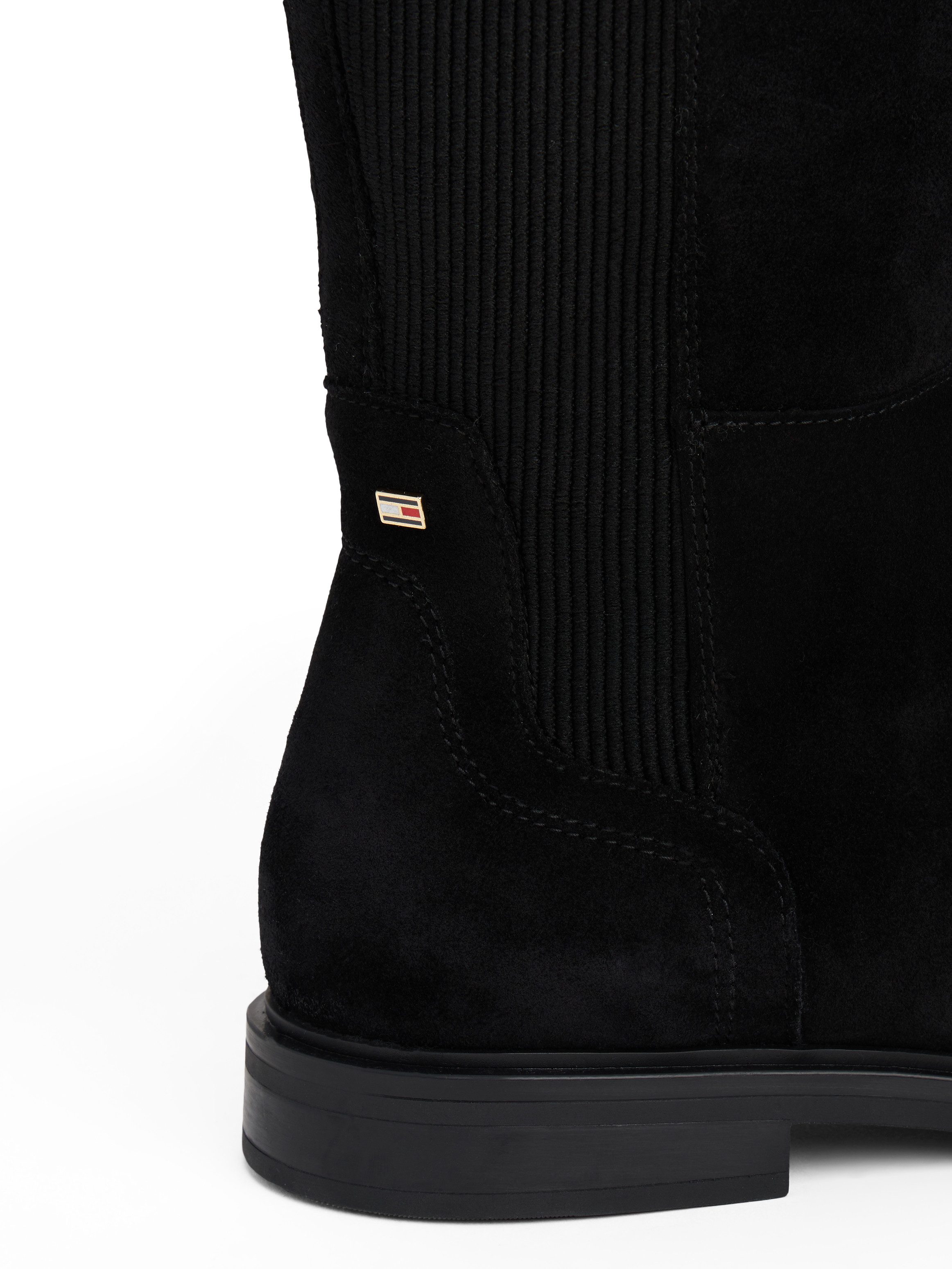 Tommy Hilfiger Laarzen FLAG SUEDE LONG BOOT , lange laars, ritssluitinglaars met logovlaggen-detail