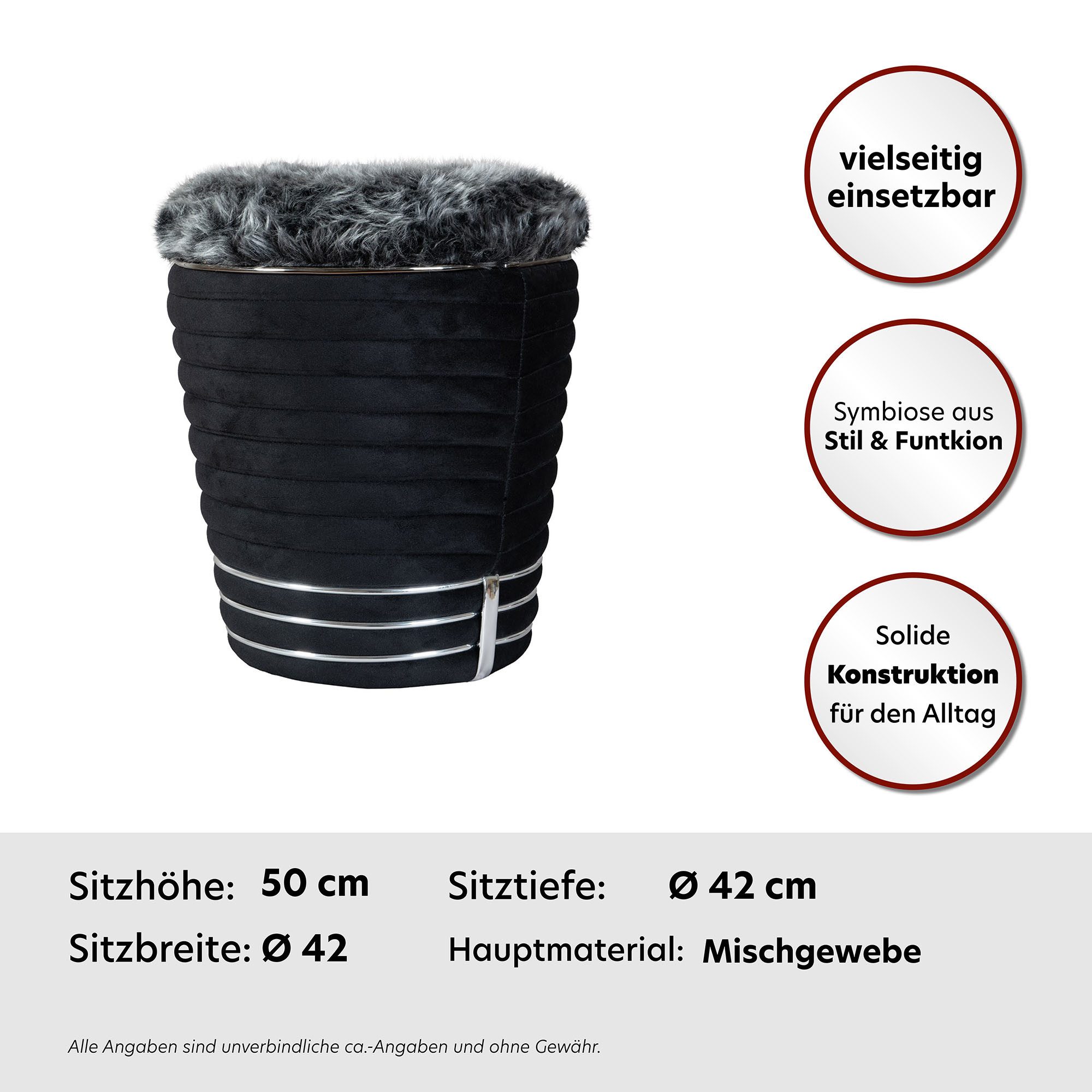 Kayoom Zithocker Kruk Doric, trendy look, esthetische kleurstelling, mooie stiksels comfortabel, hoogwaardig, onderhoudsvriendelijk, hoogwaardige materialen (1 stuk)