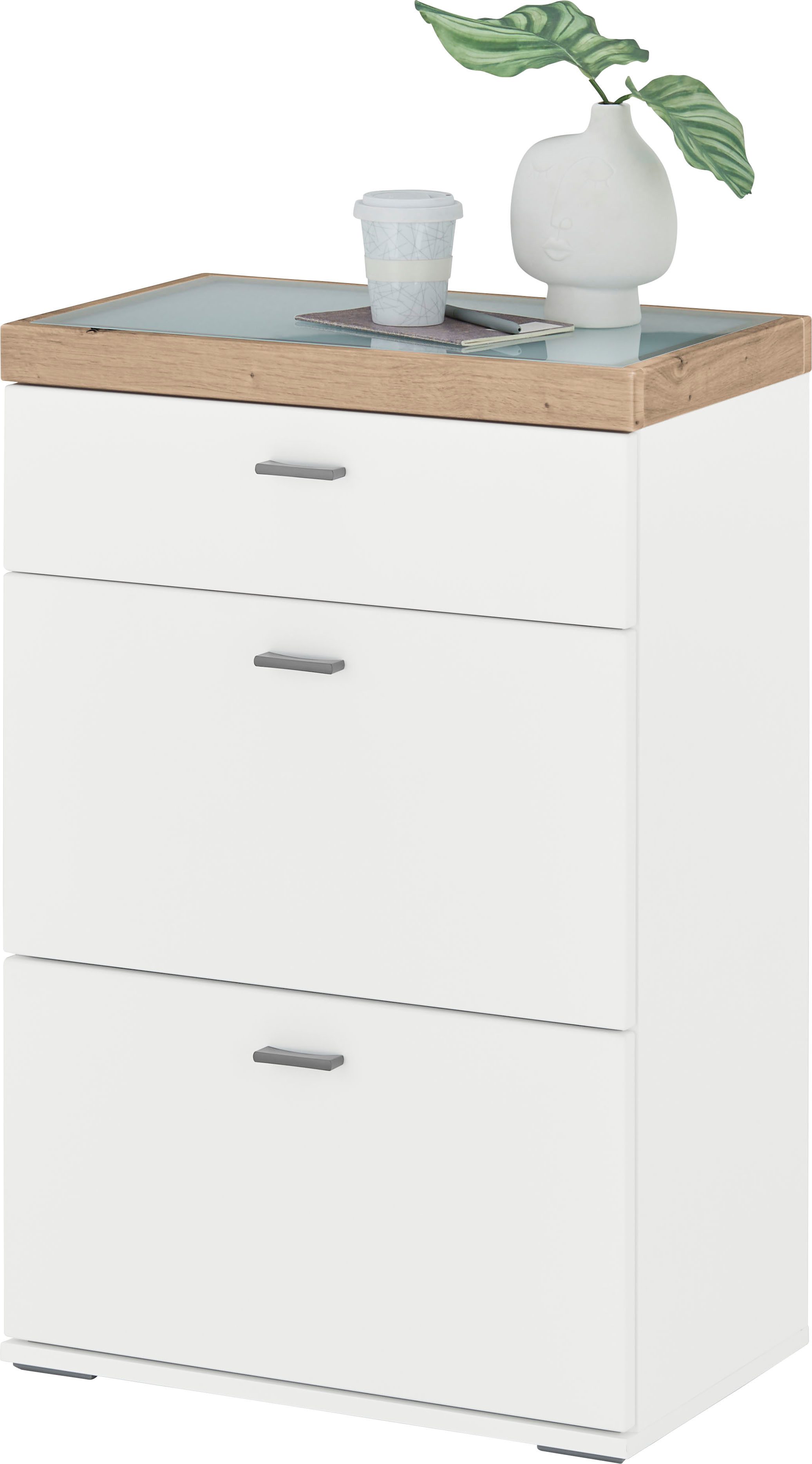 set one by Musterring Highboard Lancaster Dielen inclusief led-verlichting, in 2 kleuren verkrijgbaar, b 61 x h 91 cm highboards wit