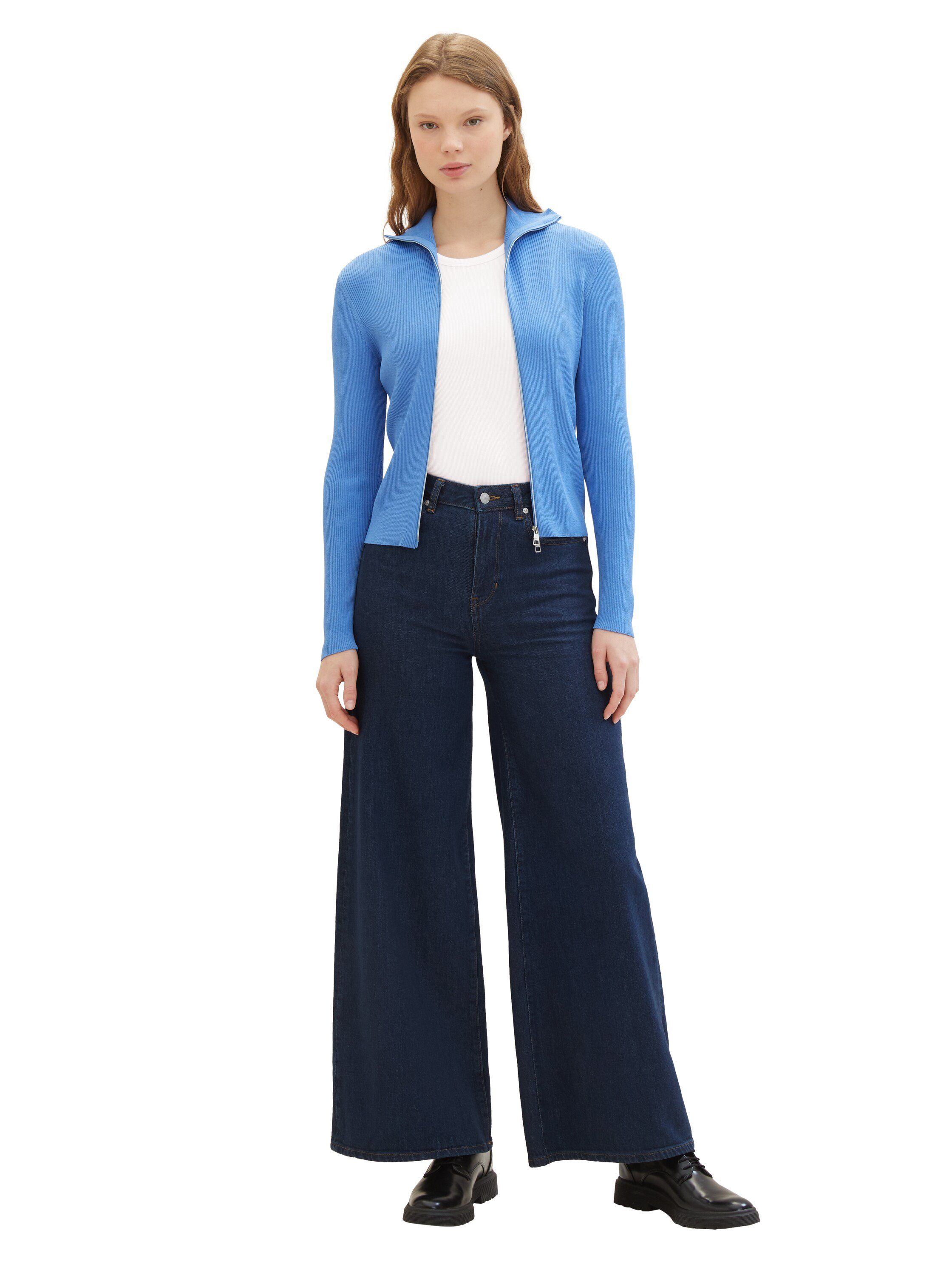 Tom Tailor Denim Vest in riblook en met 2-weg rits