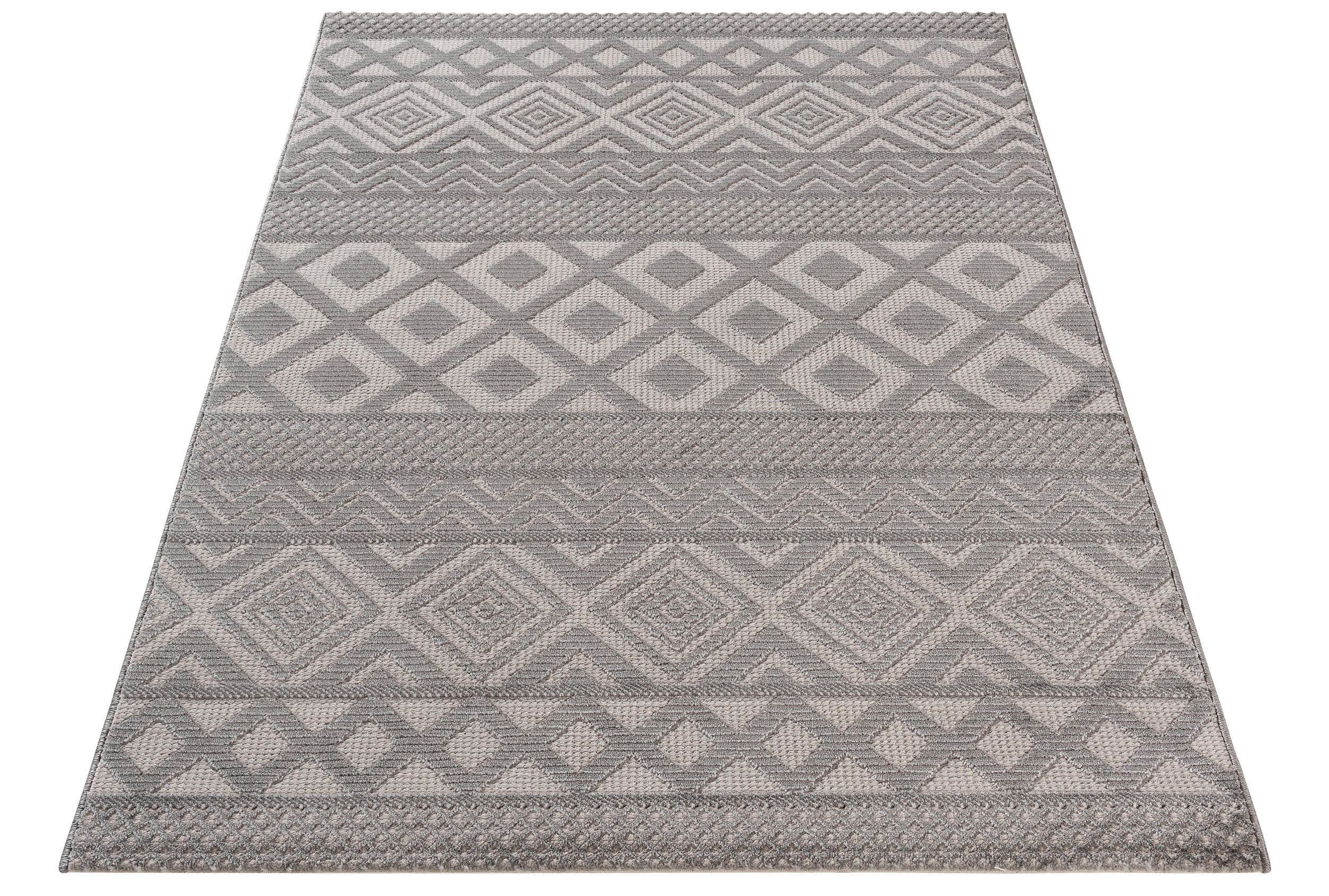 SEHRAZAT Vloerkleed- Oosters tapijt Luxury Reliëfstructuur, woonkamer, geodriehoek patroon, grijs 80x150 cm
