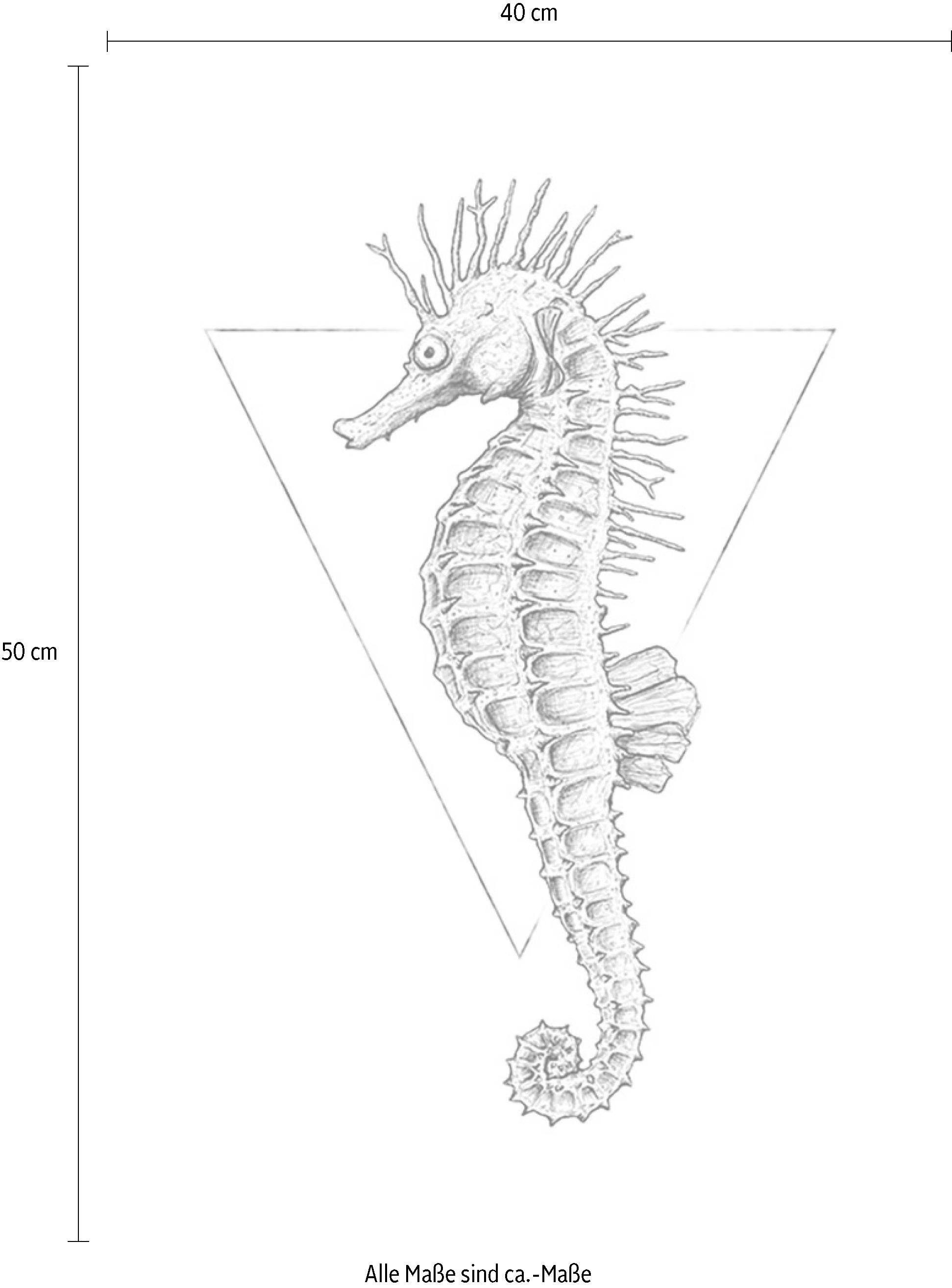 Komar Wanddecoratie Sea Horse white Wanddecoratie - zonder lijst (1 stuk)