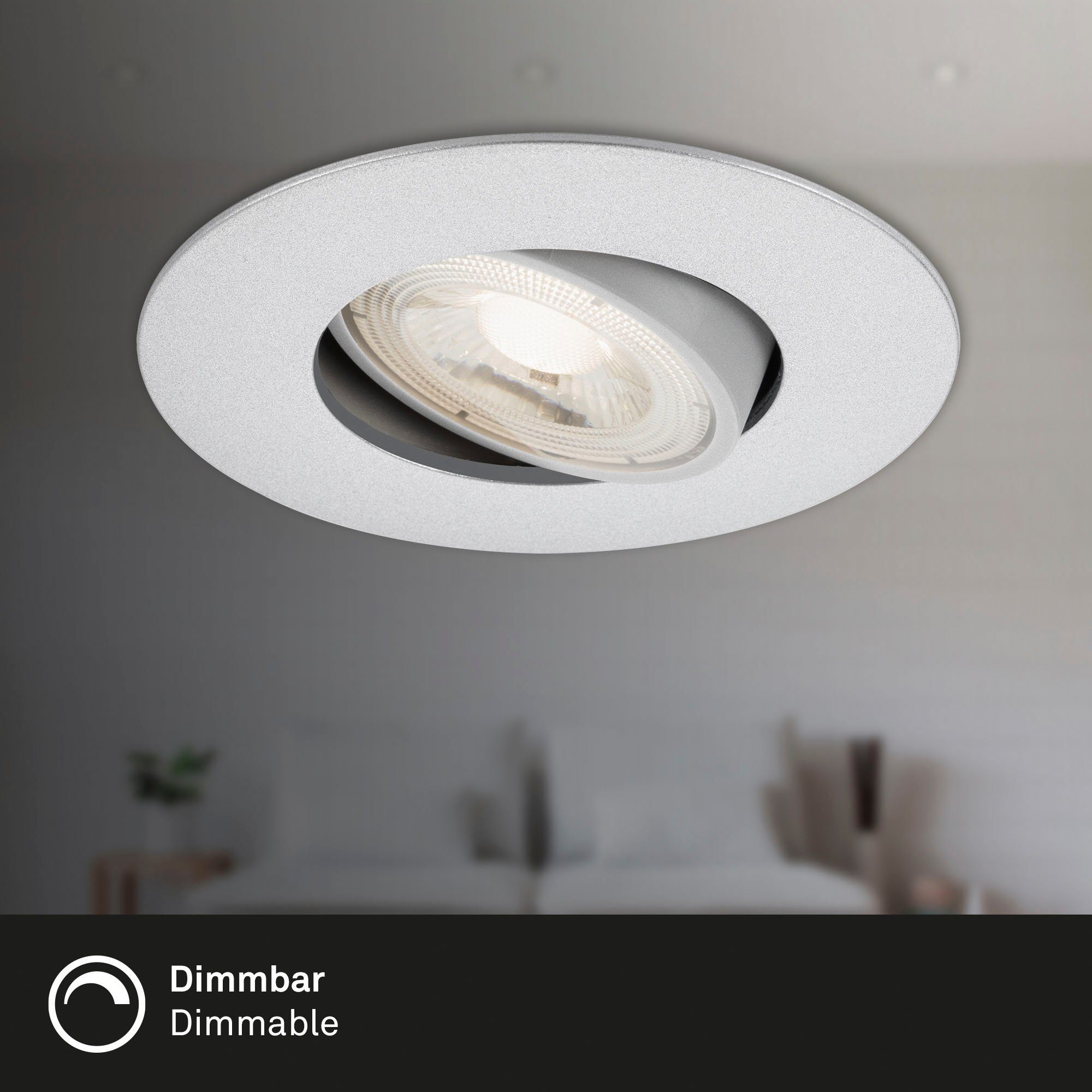 Briloner Leuchten Ledinbouwlamp 7048034 KULANA Inbouwspot SET draaibaar + dimbaar IP23 Ø 9 cm