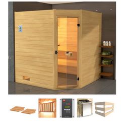 weka sauna vaasa 3 hoek 7,5 kw kachel met externe bediening beige