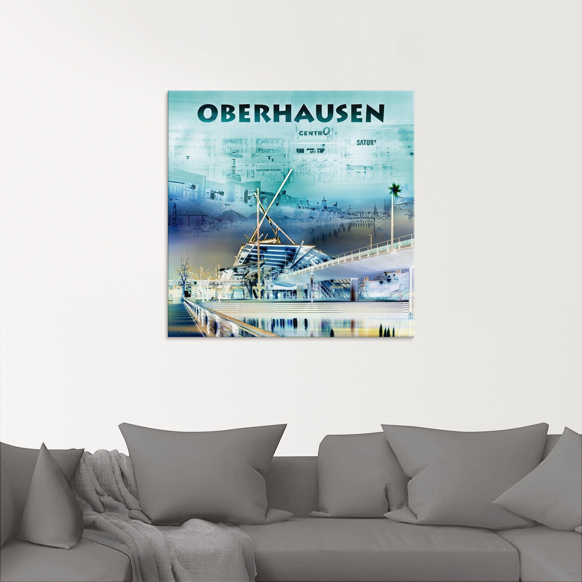Artland Print op glas Oberhausen skyline abstracte collage
