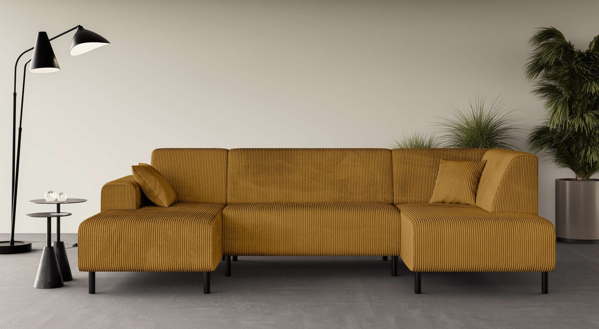 Home affaire Zithoek ARROS U-vorm met golfondersteuning, afmetingen B/D/H: 300/163/81 cm incl. sierkussens, met recamiere links/rechts bestelbaar, ook
