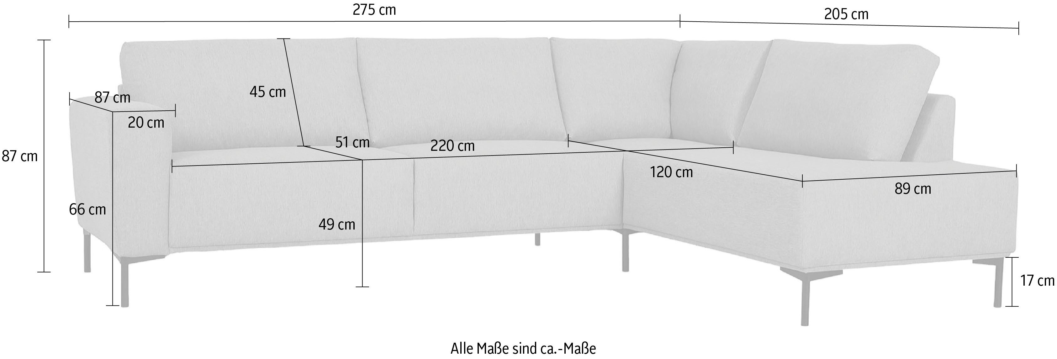 andas Hoekbank Melby Breedte 275 cm, in een zachte structuurstof, losse rugkussens (2-delig)