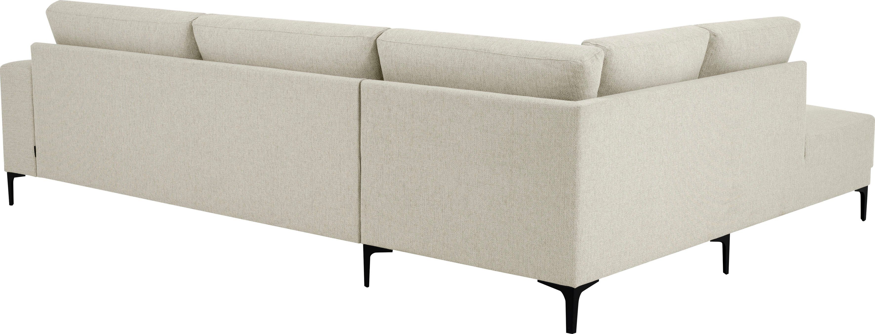 Places of Style Hoekbank Xander, L-model, Breedte 289 cm, geweven stof, soft-touch chenille, zwarte metalen voeten