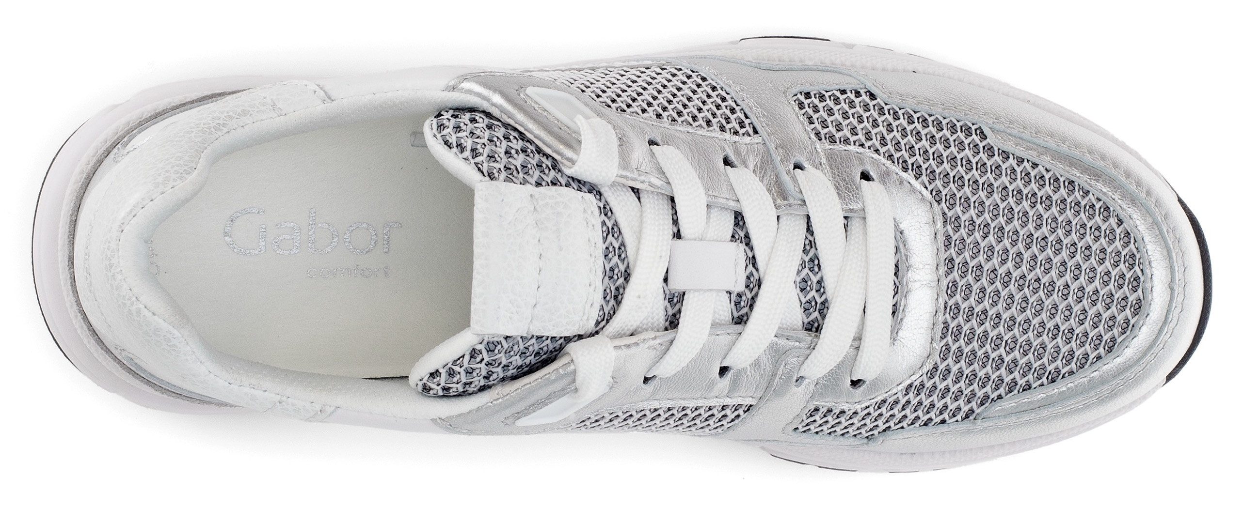 Gabor Sneakers met sleehak Florence , vrijetijdsschoen, lage schoen, veterschoen, contrastafwerking, breedte g (=breed)