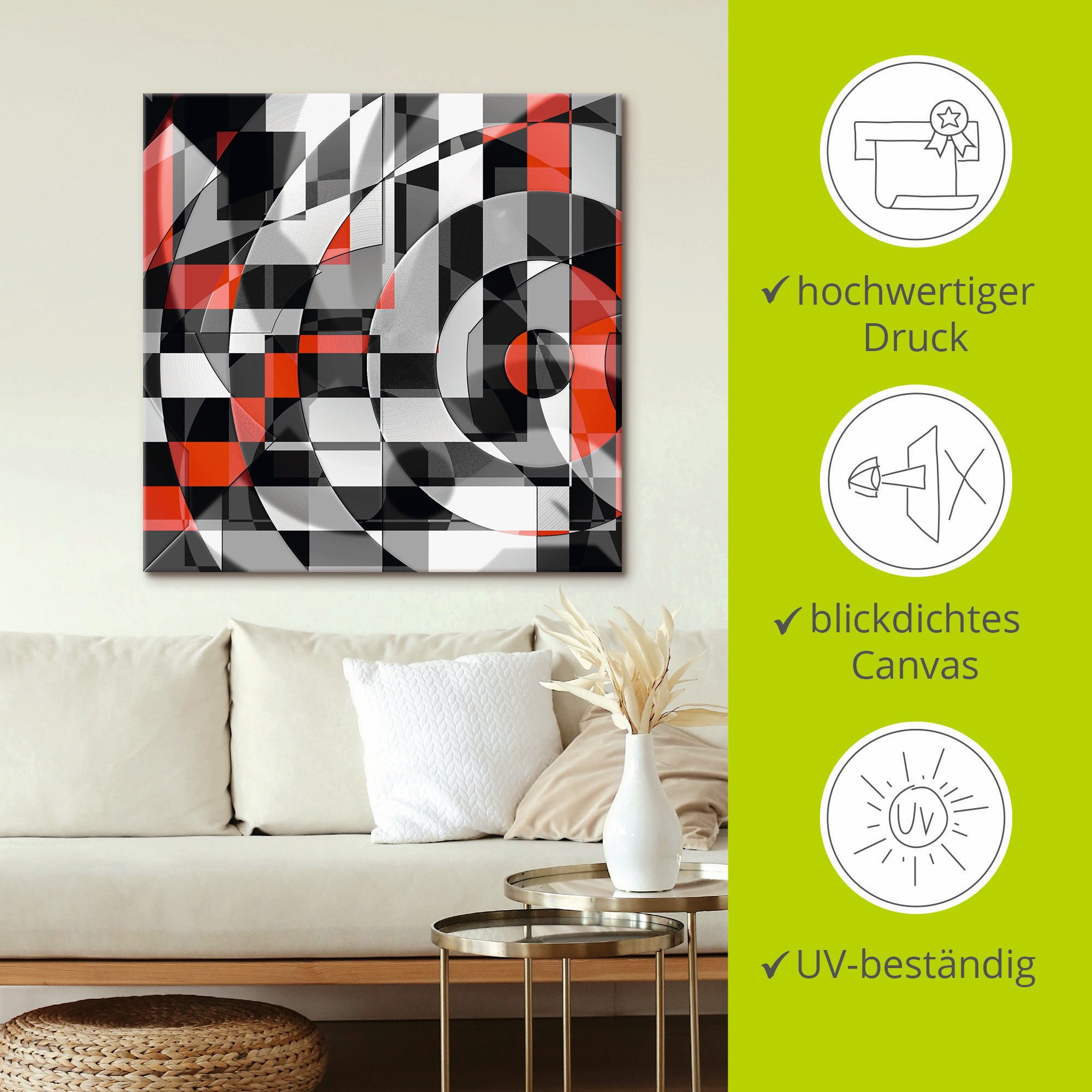 Artland Artprint Zwart-wit raakt rood versie 1 als artprint van aluminium, artprint voor buiten, artprint op linnen in verschillende maten
