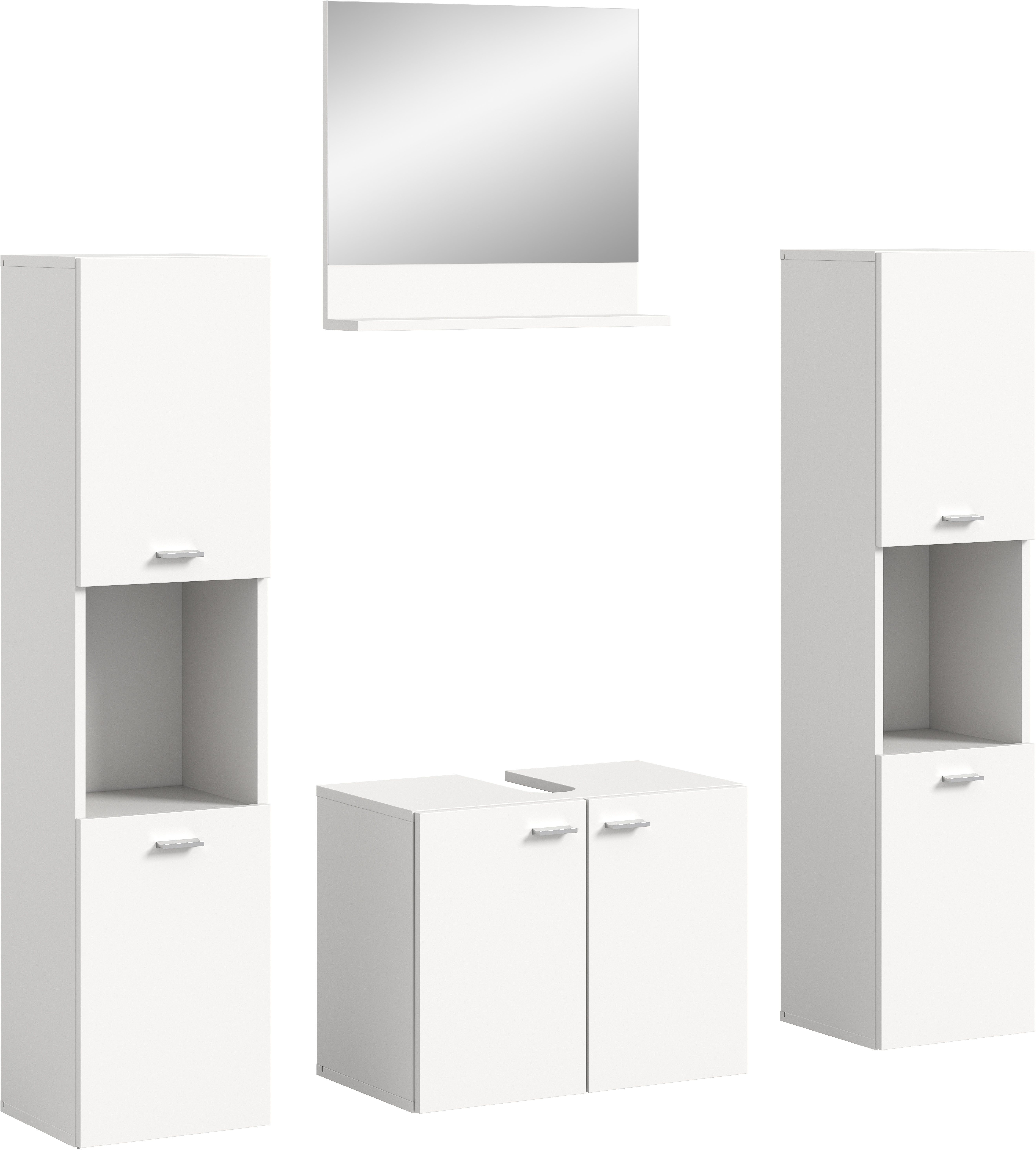 welltime Badmeubelset Tampa, breedte 137cm, 4-delig Wastafelonderkast, spiegel, hoge kast (4 stuks)