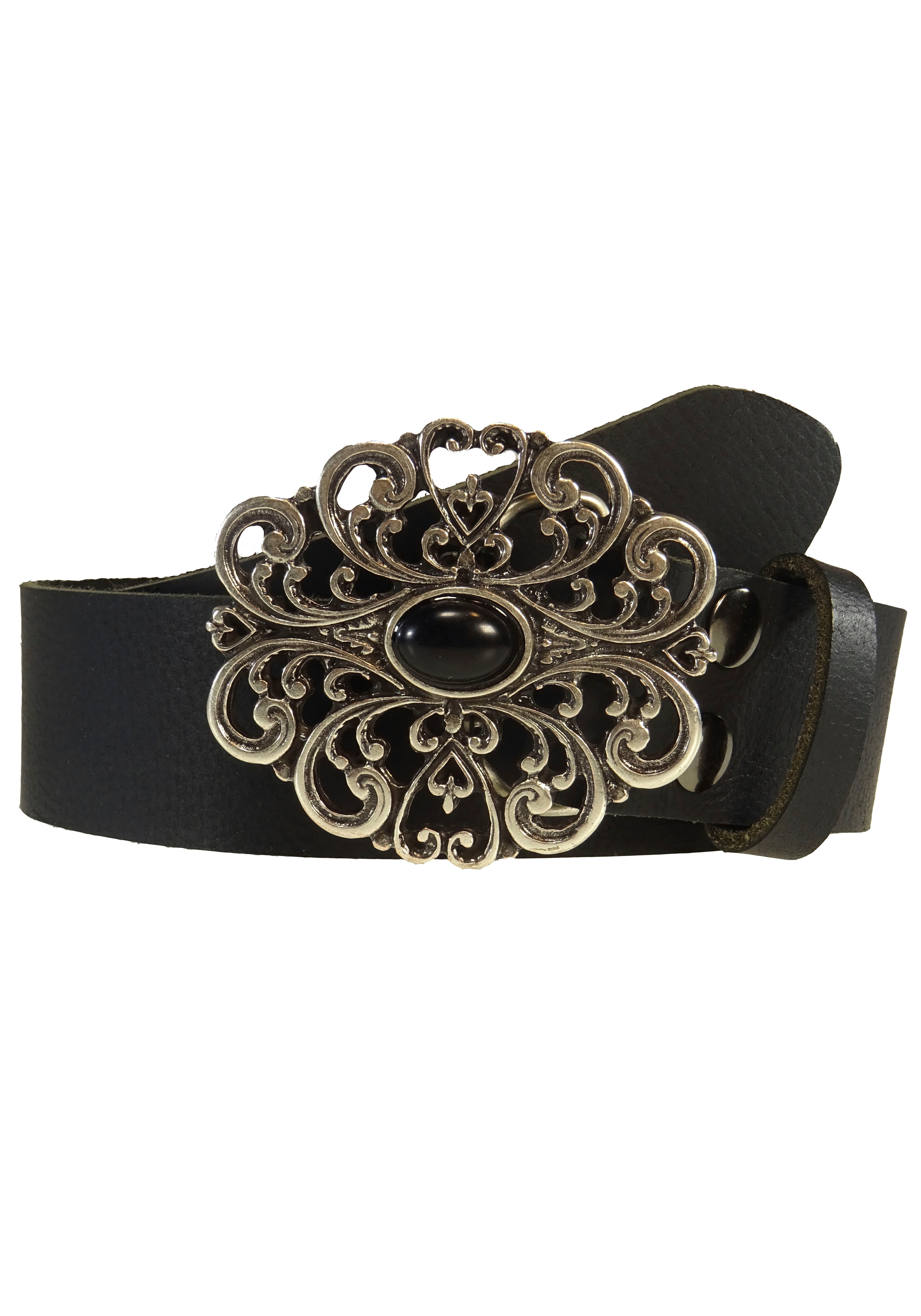 RETTUNGSRING by showroom 019° Leren riem met verwisselbare sluiting "rank met zwarte steen"