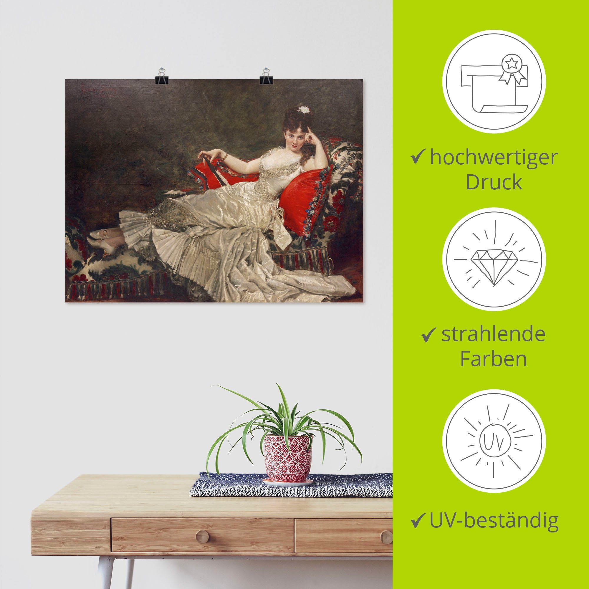 Artland Artprint Portret van Mademoiselle de Lancey als artprint van aluminium, artprint op linnen, muursticker of poster in verschillende maten