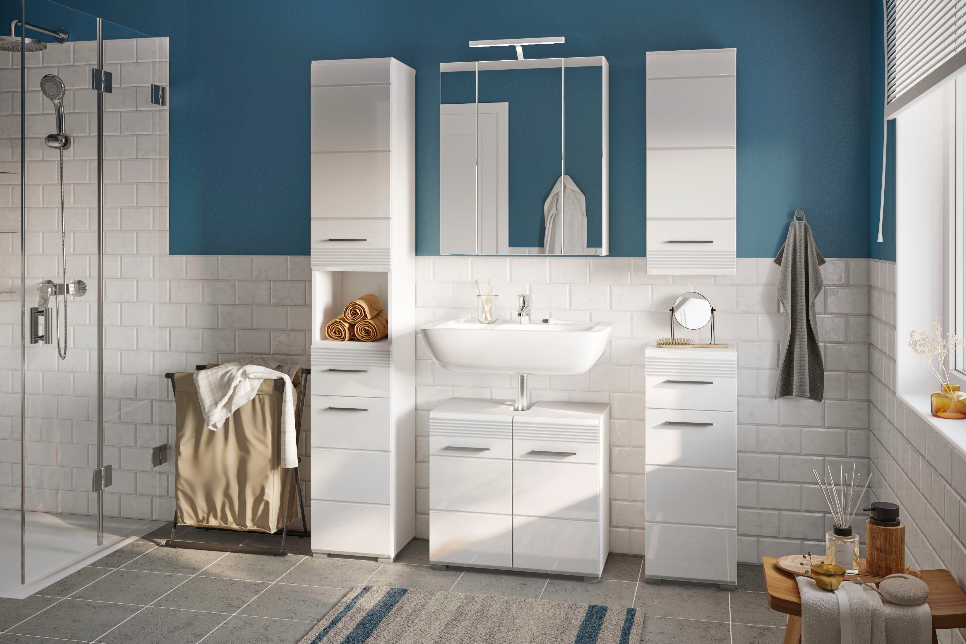 INOSIGN Wastafelonderkast Malmö, breedte 60 cm, 2 deuren, 2 vakken, met siphonaansnijding, MDF-front in verschillende kleuren verkrijgbaar, badkamermeubels, badkamerkast, commode, badkamer