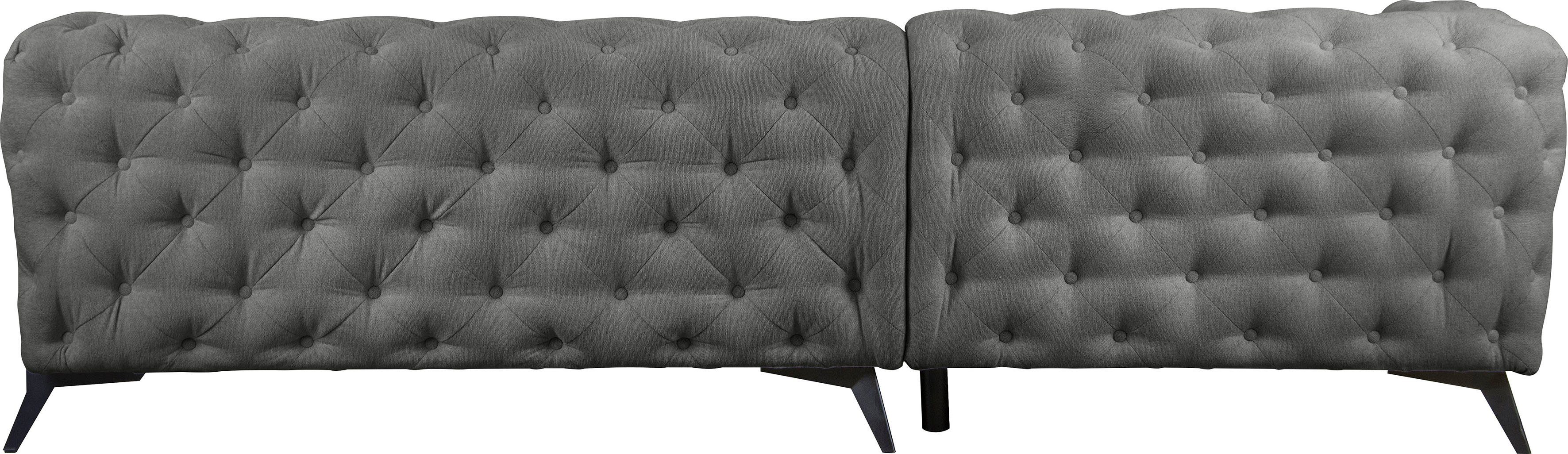 Leonique Chesterfield-bank Amaury L-vorm moderne chersterfield-look, breedte 262 cm, kleur van de poten ter keuze