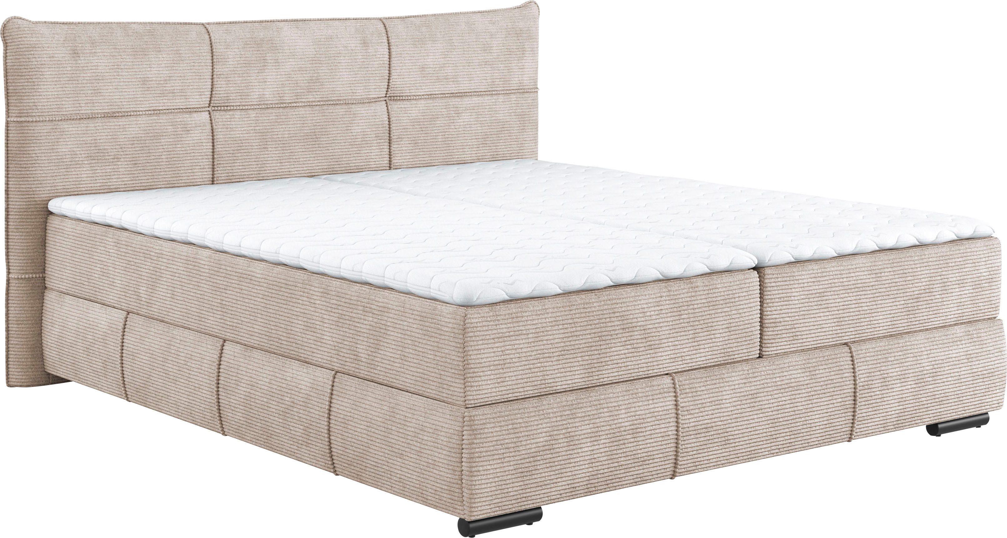 Mr. Couch Boxspring Brewdley met bedkist, incl. matras Topmatras en sierkussen, in verschillende hardheden beschikbaar