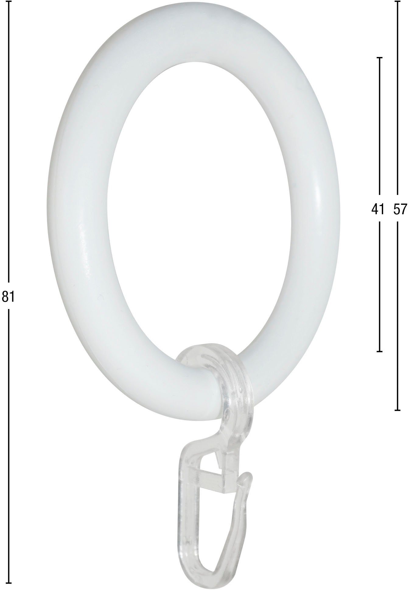 GARESA Gordijnring Kunststof ring met haak voor diameters tot 28 mm, eenvoudige montage (20 stuks)