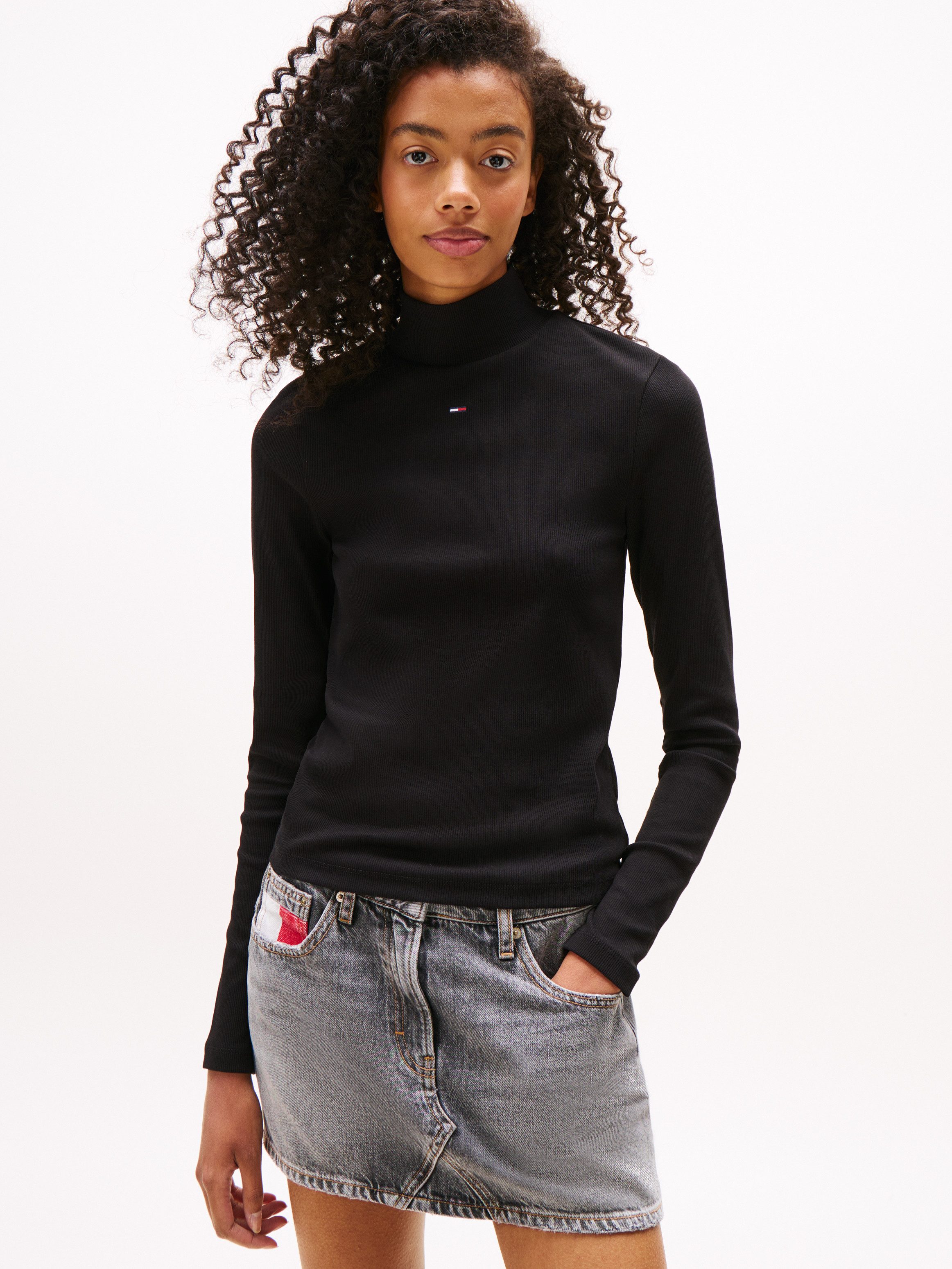 TOMMY JEANS Shirt met lange mouwen TJW ESSENTIAL MOCK NECK