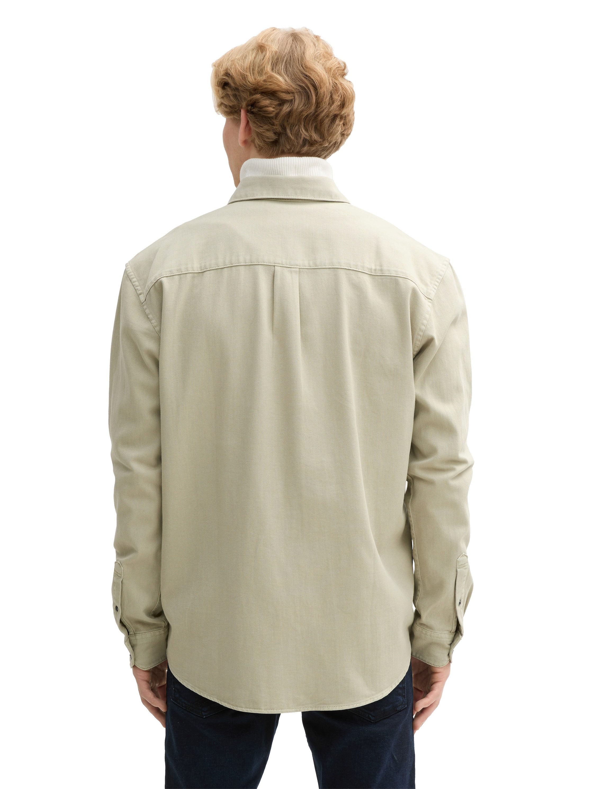 Tom Tailor Denim Overhemd met lange mouwen met borstzak van 100% katoen