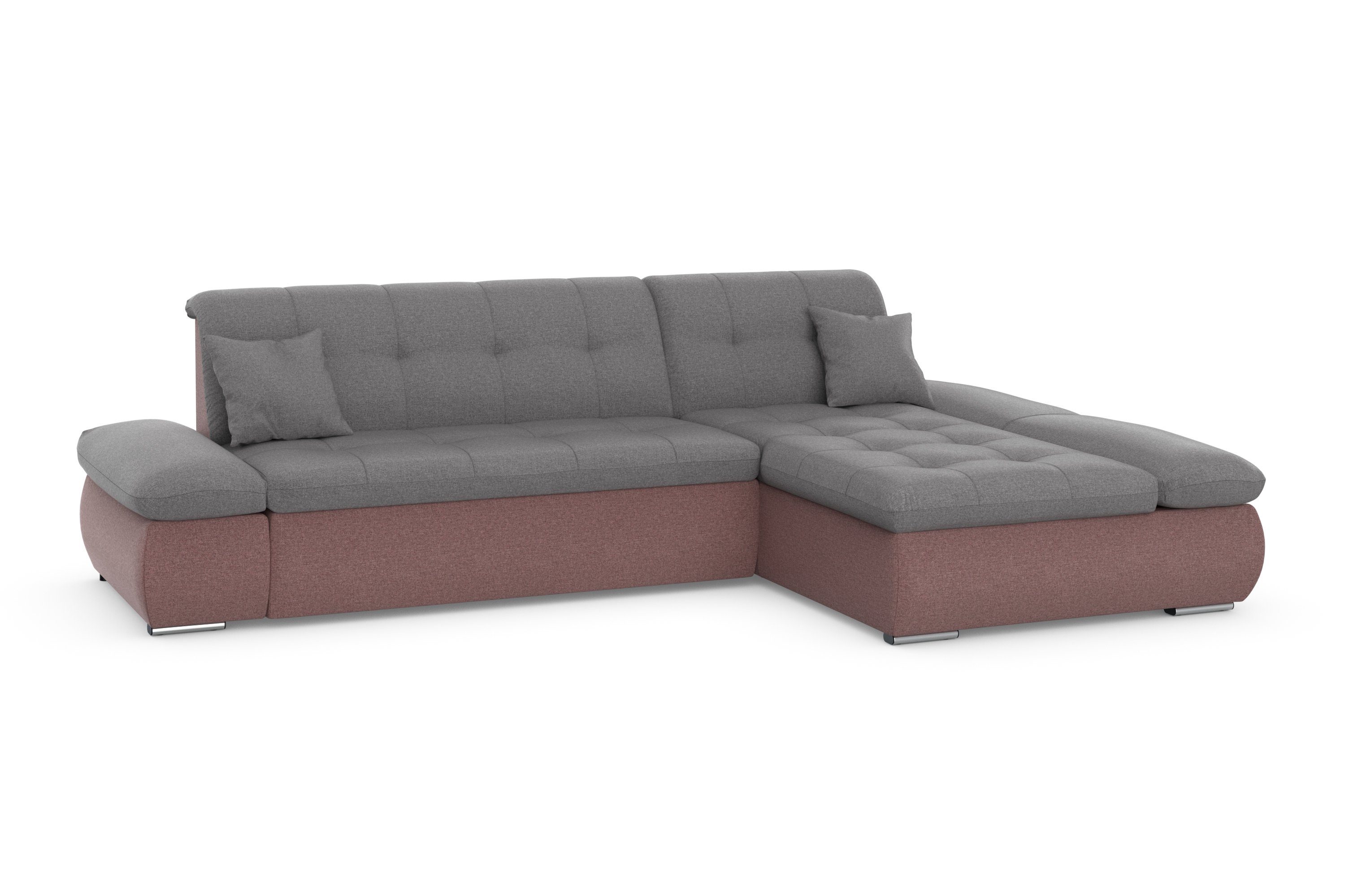 DOMO collection Hoekbank Moric, L-vorm, XXL-bank - Breedte 300cm keuze met bedfunctie en armleuningverstelling, donkergroen
