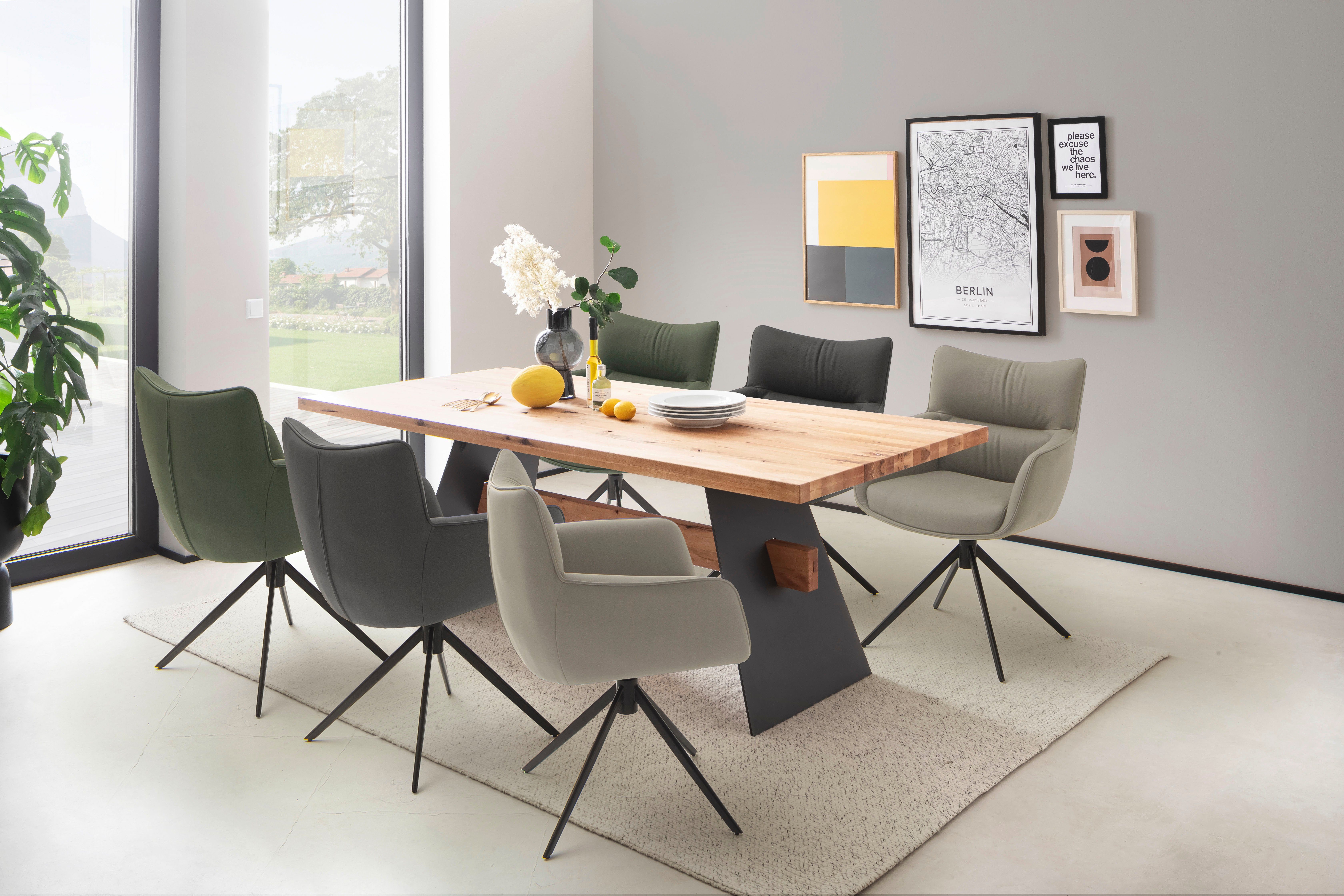 MCA furniture Stoel met 4 poten Limoen (set, 2 stuks), 360° draaibaar, belastbaarheid 120 kg, zithoogte ca. 49 cm (set, 2 stuks)
