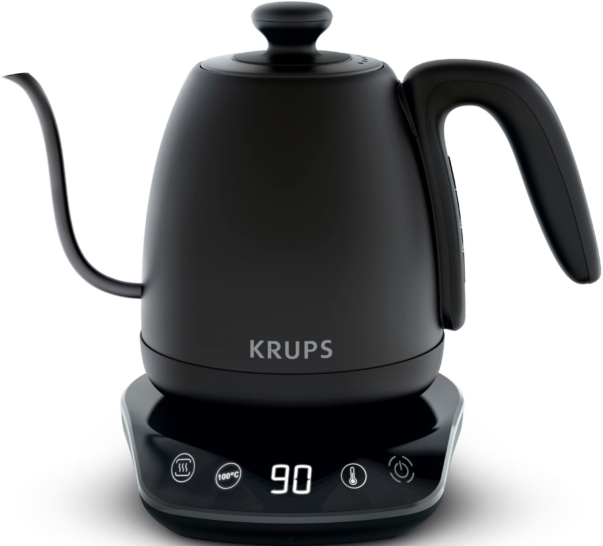 Krups Waterkoker BW9238 coffee control Gooseneck, 1 l, Zwanenhals-uitloop, 1 L, digitale weergave, 8 instellingen waterkokers zwart