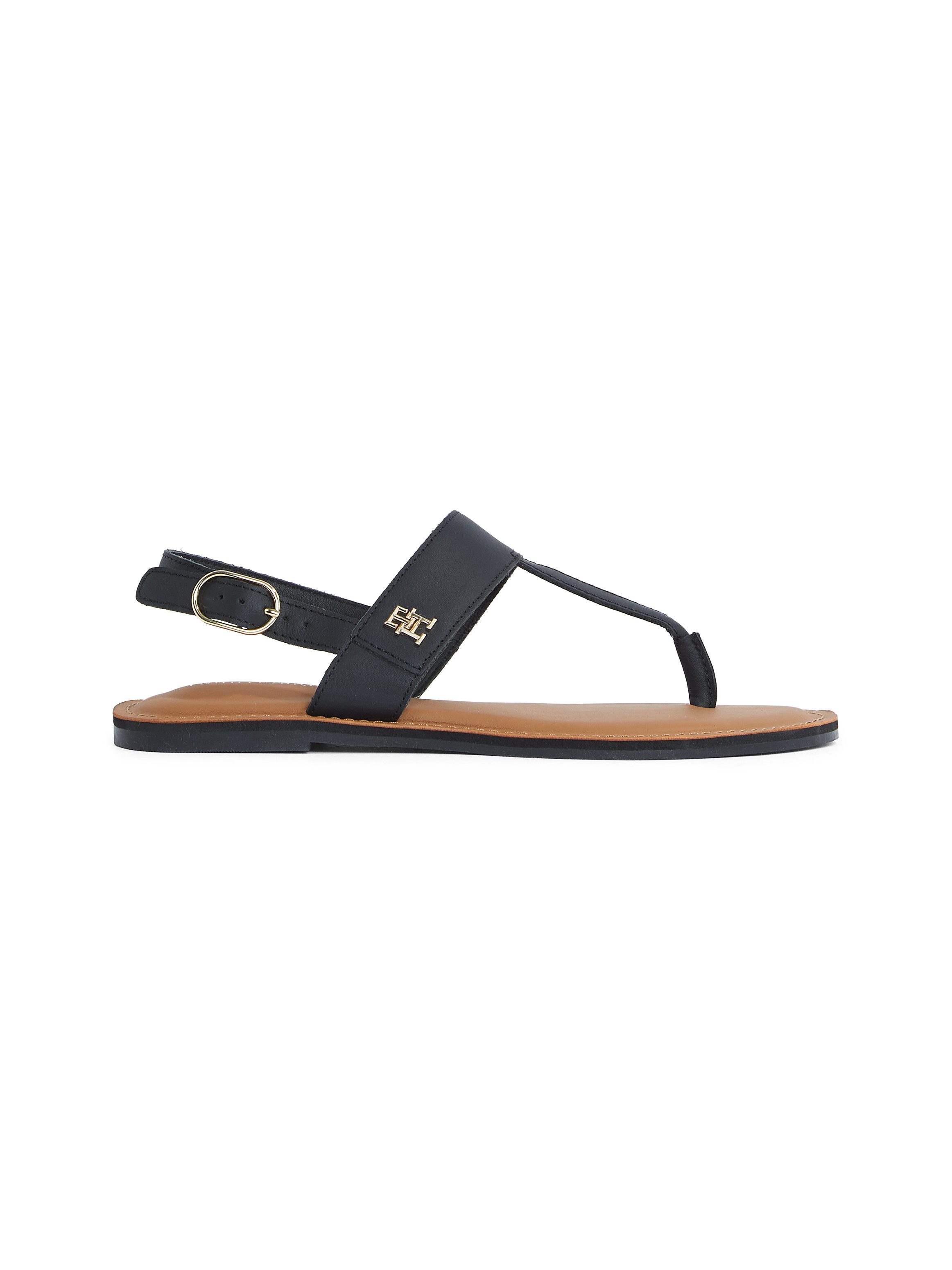 Tommy Hilfiger Sandalen LEATHER THONG SANDAL , sandaal, zomerschoen, flats met teenband