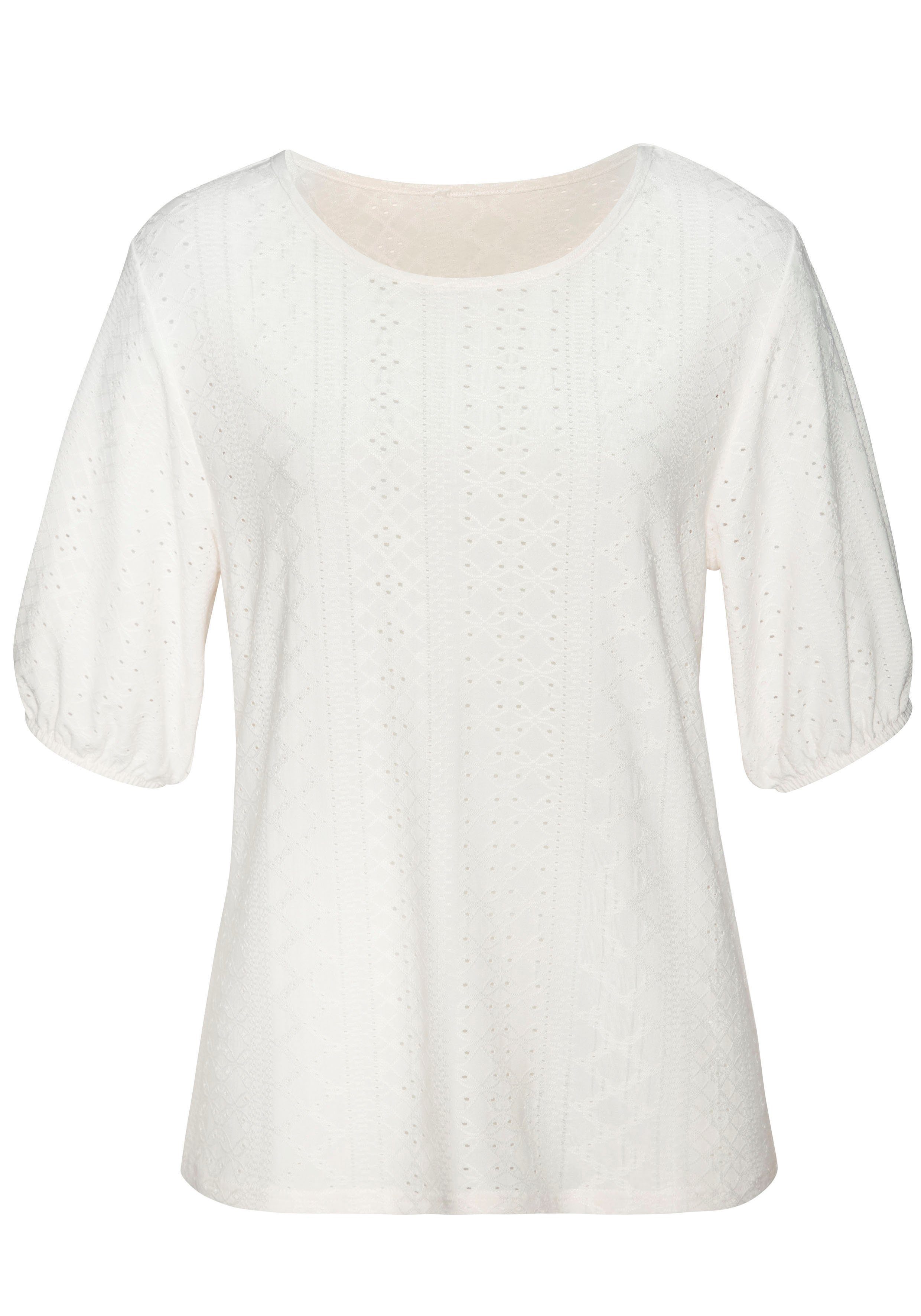 Vivance Shirt met korte mouwen Met broderie anglaise in een gemakkelijk te onderhouden kwaliteit (2-delig, Set van 2)