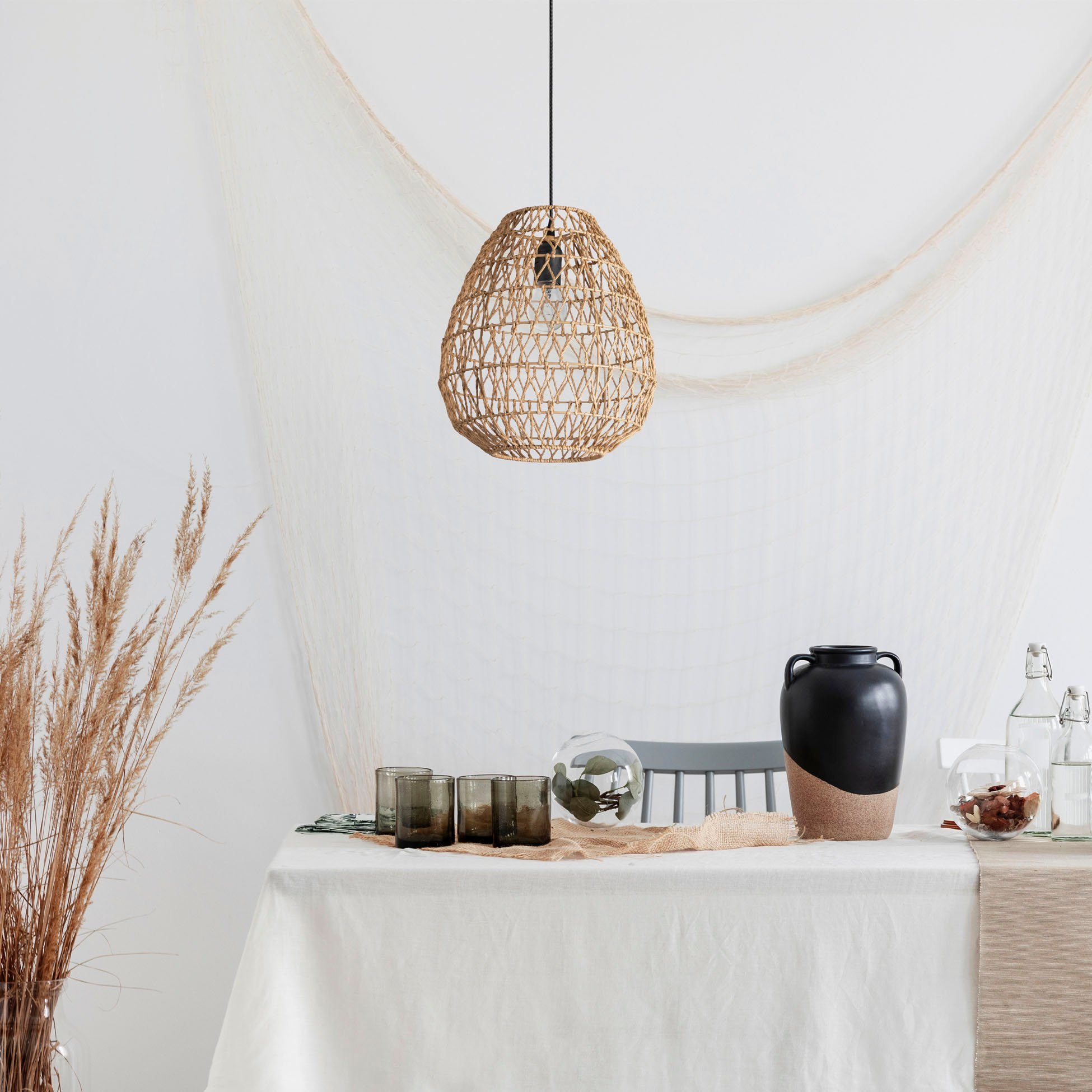 Paco Home Hanglamp KAGEEG Mand hanglamp rattan look boho eetkamerlamp E27 Scandi